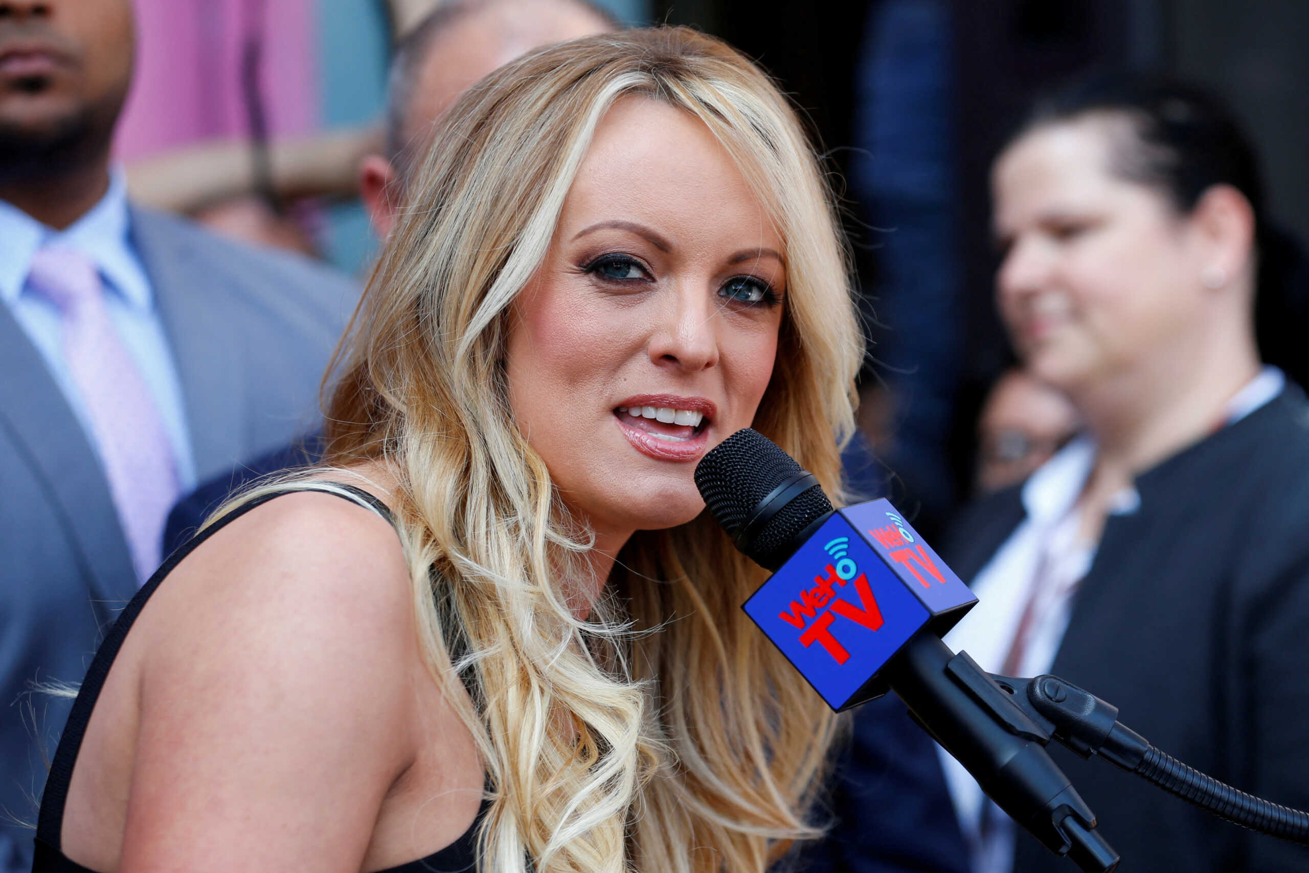 FILE PHOTO: Stormy Daniels, the porn star currently in legal battles with U.S. President Donald Trump, speaks during a ceremony in her honor in West Hollywood, California, U.S., May 23, 2018.  REUTERS