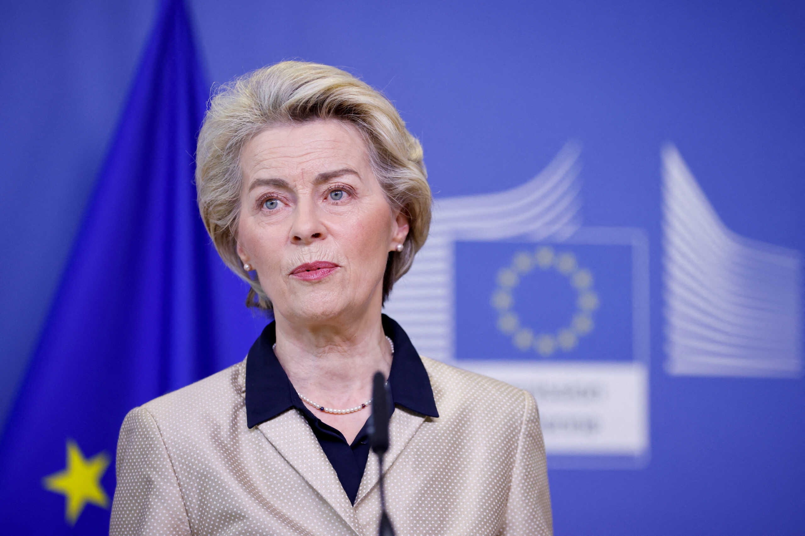 FILE PHOTO: European Commission President Ursula von der Leyen attends a news conference in Brussels, Belgium February 16, 2023. REUTERS
