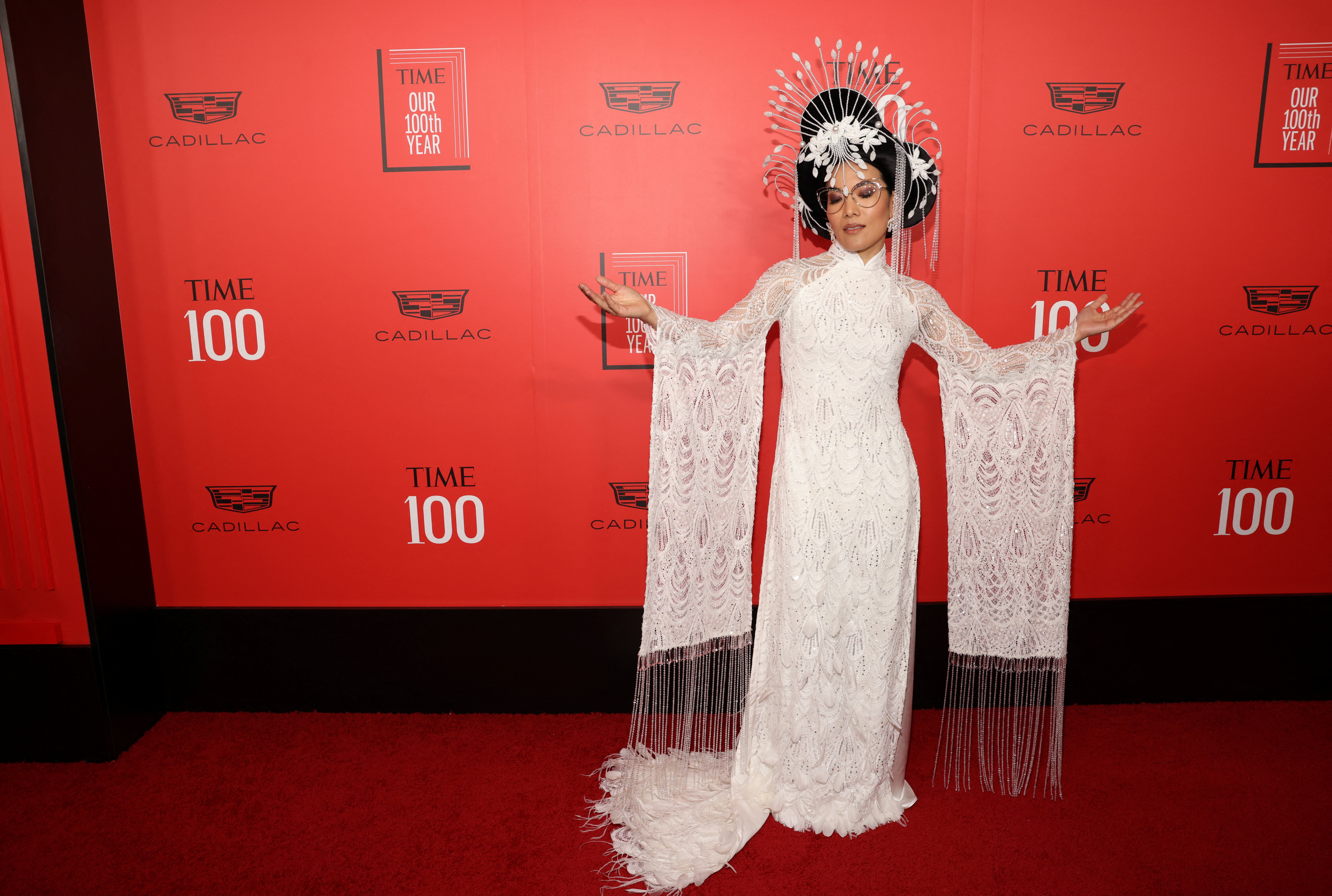Ali Wong poses on the red carpet as she arrives for the Time Magazine 100 gala celebrating their list of the 100 Most Influential People in the world in New York City, New York, U.S., April 26, 2023. REUTERS