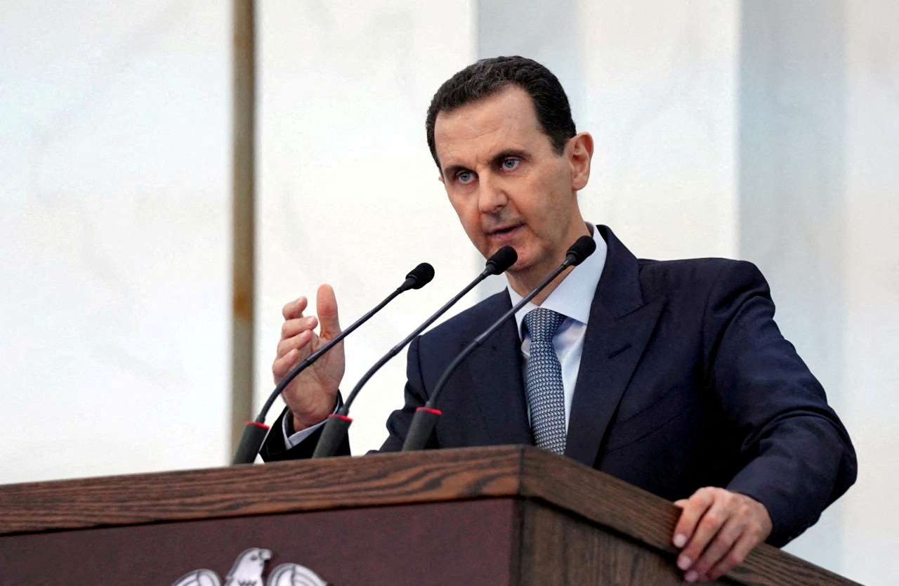 FILE PHOTO: Syria's President Bashar al-Assad addresses the new members of parliament in Damascus, Syria in this handout released by SANA on August 12, 2020. SANA