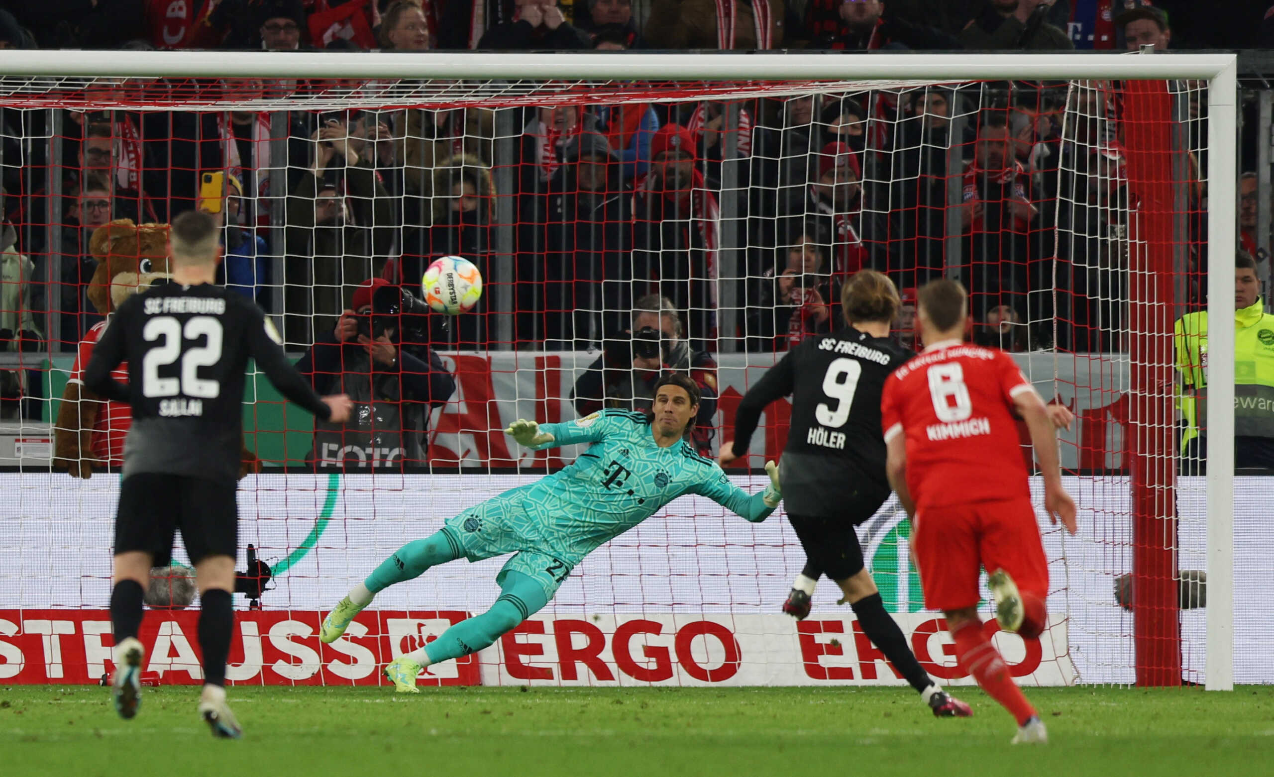 Soccer Football - DFB Cup - Quarter Final - Bayern Munich v SC Freiburg - Allianz Arena, Munich, Germany - April 4, 2023 SC Freiburg's Lucas Hoeler scores their second goal from the penalty spot REUTERS