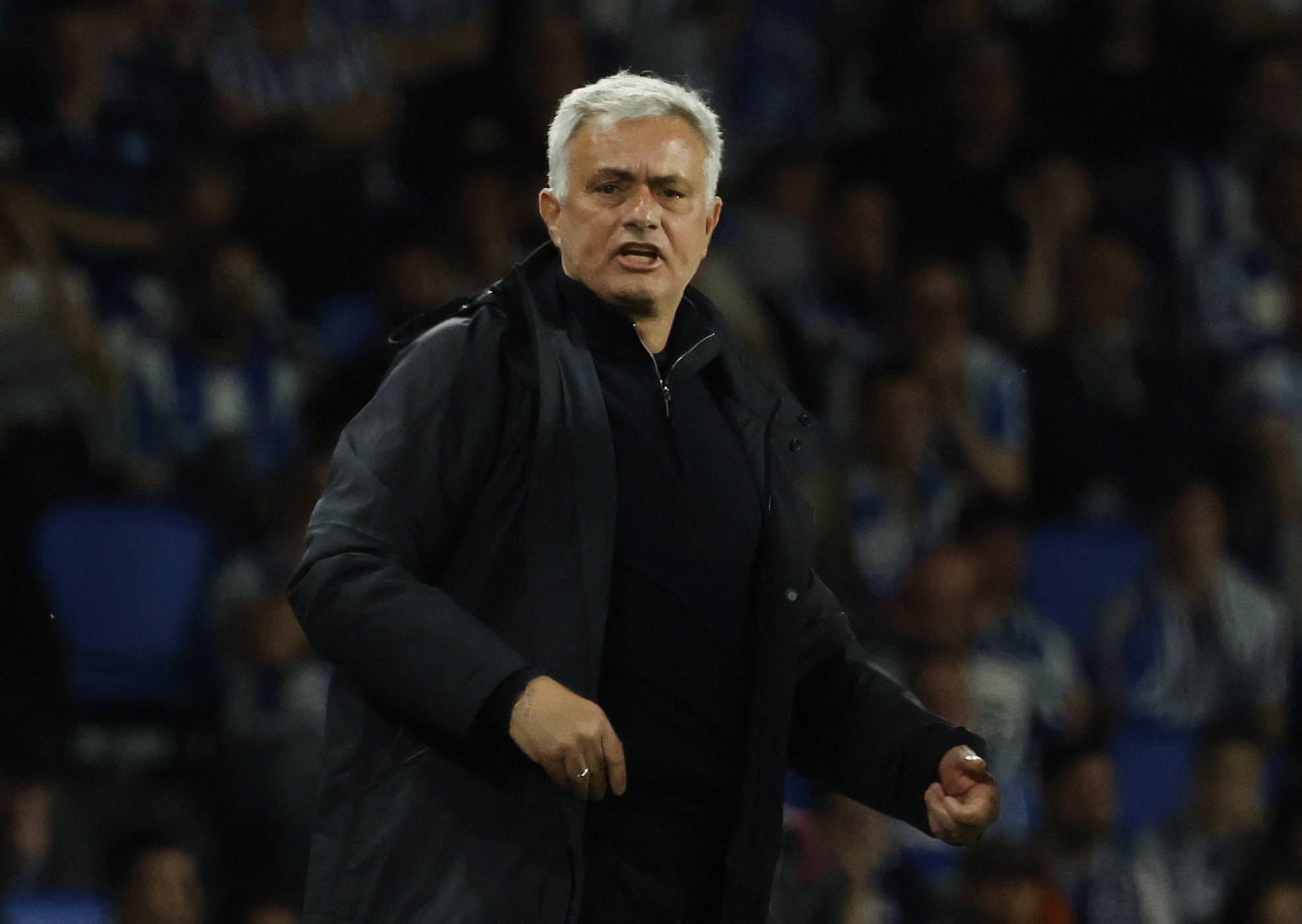 Soccer Football - Europa League - Round of 16 - Second Leg - Real Sociedad v AS Roma - Reale Arena, San Sebastian, Spain - March 16, 2023 AS Roma coach Jose Mourinho reacts REUTERS