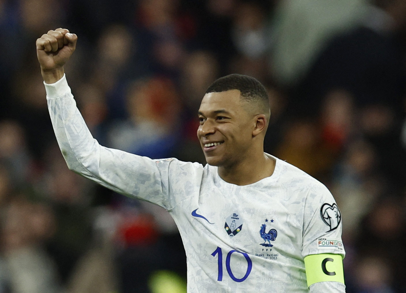 Soccer Football - UEFA Euro 2024 Qualifiers - Group B - France v Netherlands - Stade de France, Saint-Denis, France - March 24, 2023 France's Kylian Mbappe celebrates scoring their fourth goal REUTERS