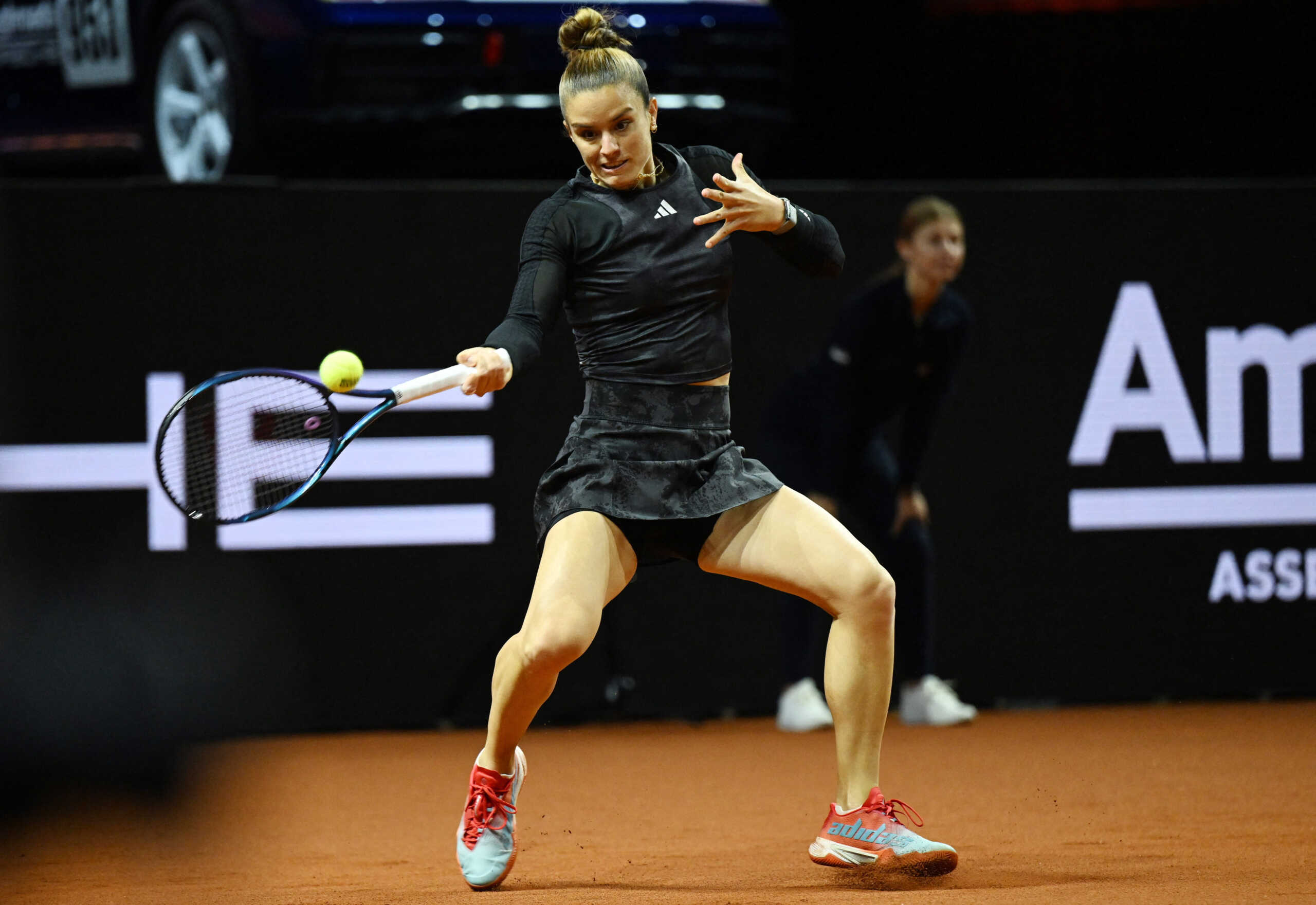 Tennis - WTA 500 - Stuttgart Open - Porsche Arena, Stuttgart, Germany - April 19, 2023 Greece's Maria Sakkari in action during her round of 32 match against Czech Republic's Karolina Pliskova REUTERS