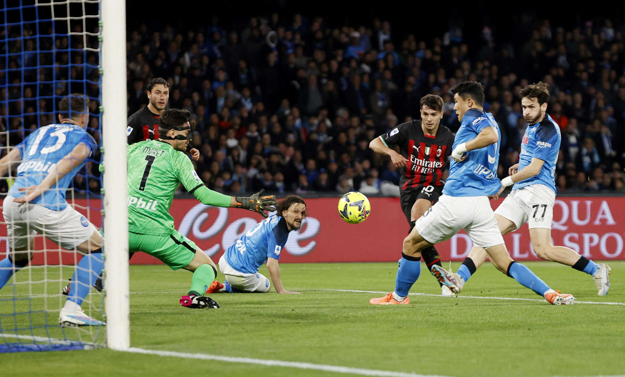 Soccer Football - Serie A - Napoli v AC Milan - Stadio Diego Armando Maradona, Naples, Italy - April 2, 2023  AC Milan's Brahim Diaz scores their second goal REUTERS