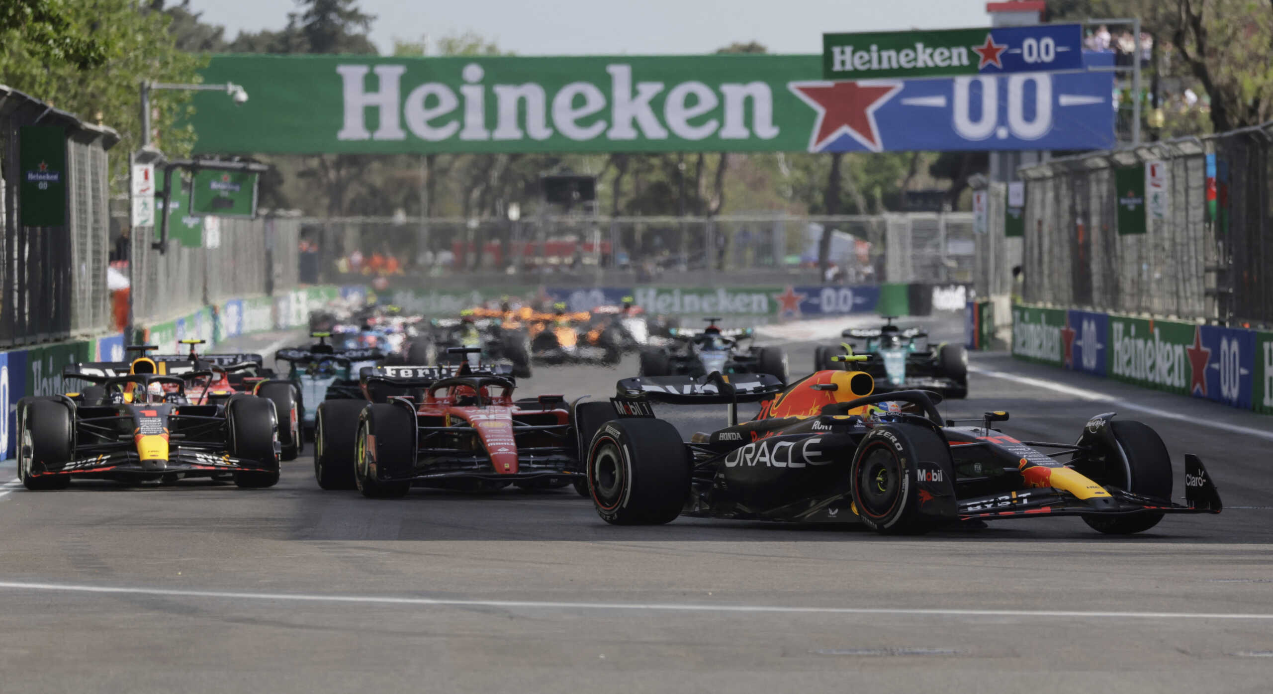 Formula One F1 - Azerbaijan Grand Prix - Baku City Circuit, Baku, Azerbaijan - April 30, 2023 Red Bull's Sergio Perez in action during the race REUTERS
