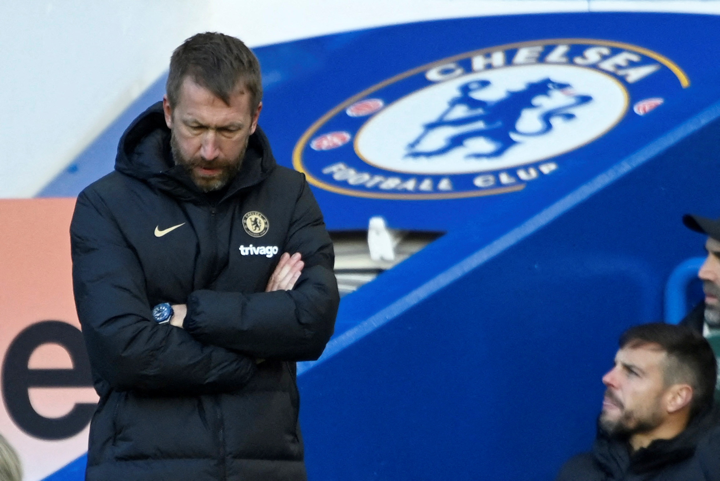 FILE PHOTO: Soccer Football - Premier League - Chelsea v Crystal Palace - Stamford Bridge, London, Britain - January 15, 2023 Chelsea manager Graham Potter reacts REUTERS