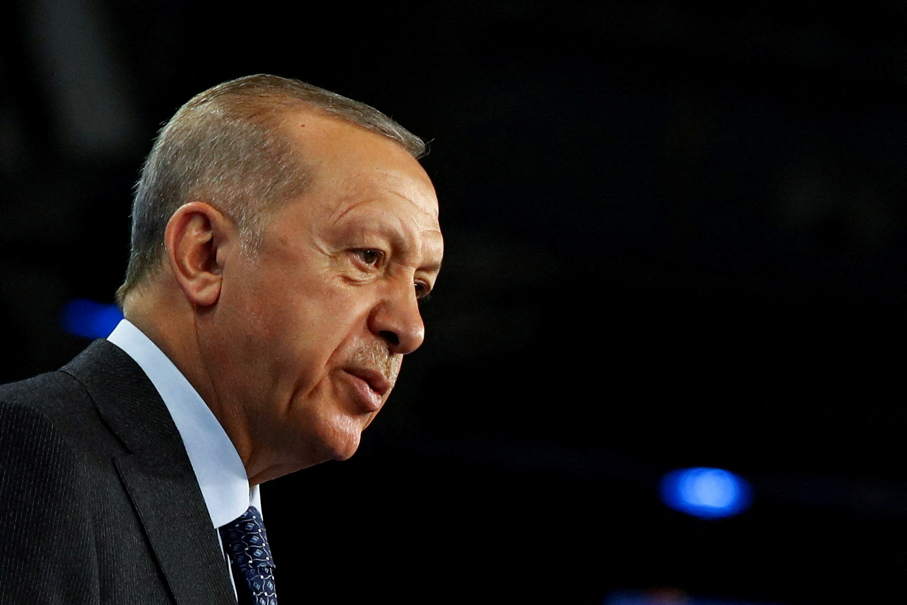 FILE PHOTO: Turkey's President Recep Tayyip Erdogan speaks at a news conference during a NATO summit in Madrid, Spain June 30, 2022. REUTERS