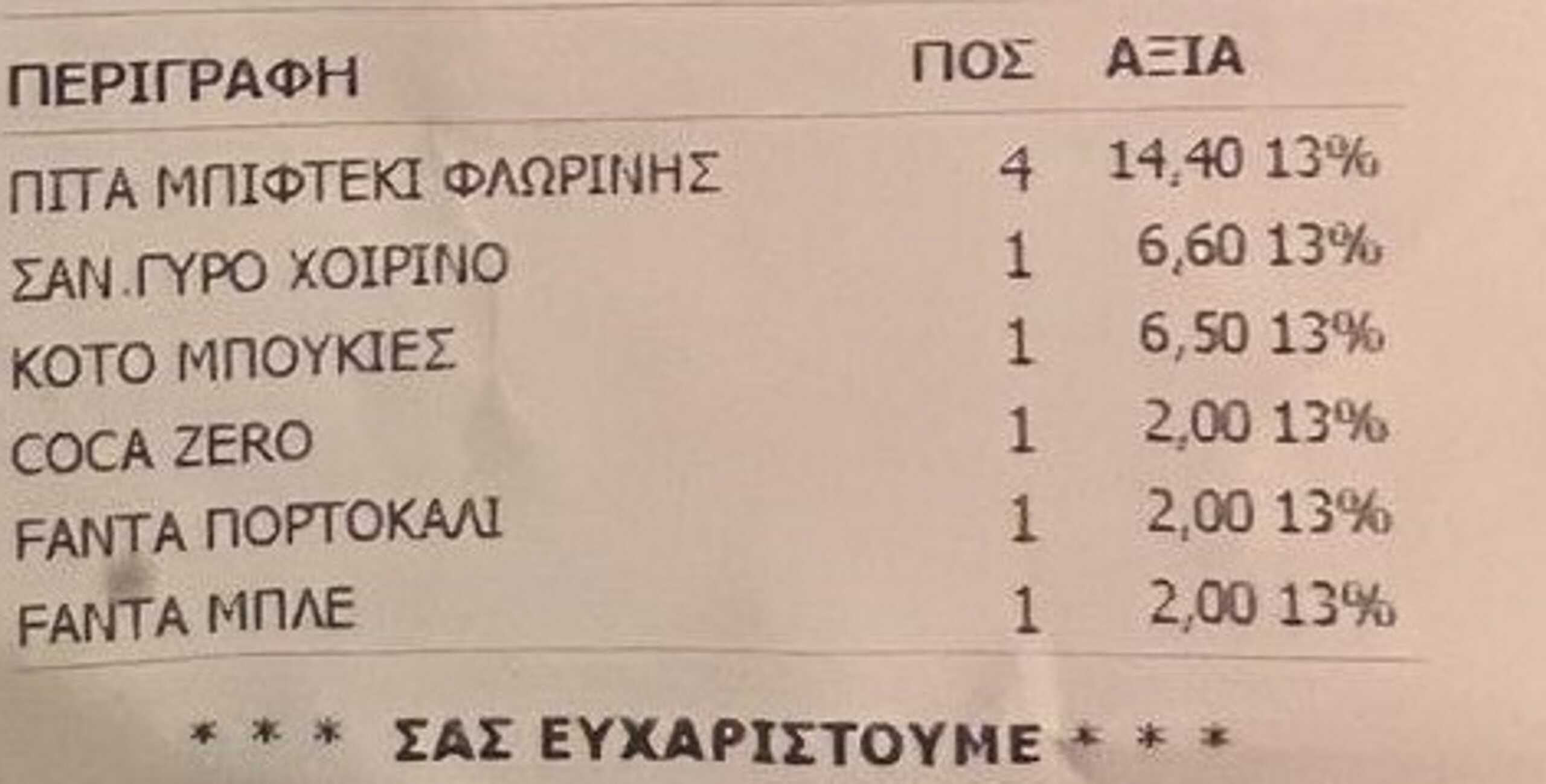 Πάτρα: Αυτή είναι η απόδειξη από ψησταριά που γίνεται viral – Δείτε τι χρέωσαν σε πελάτη