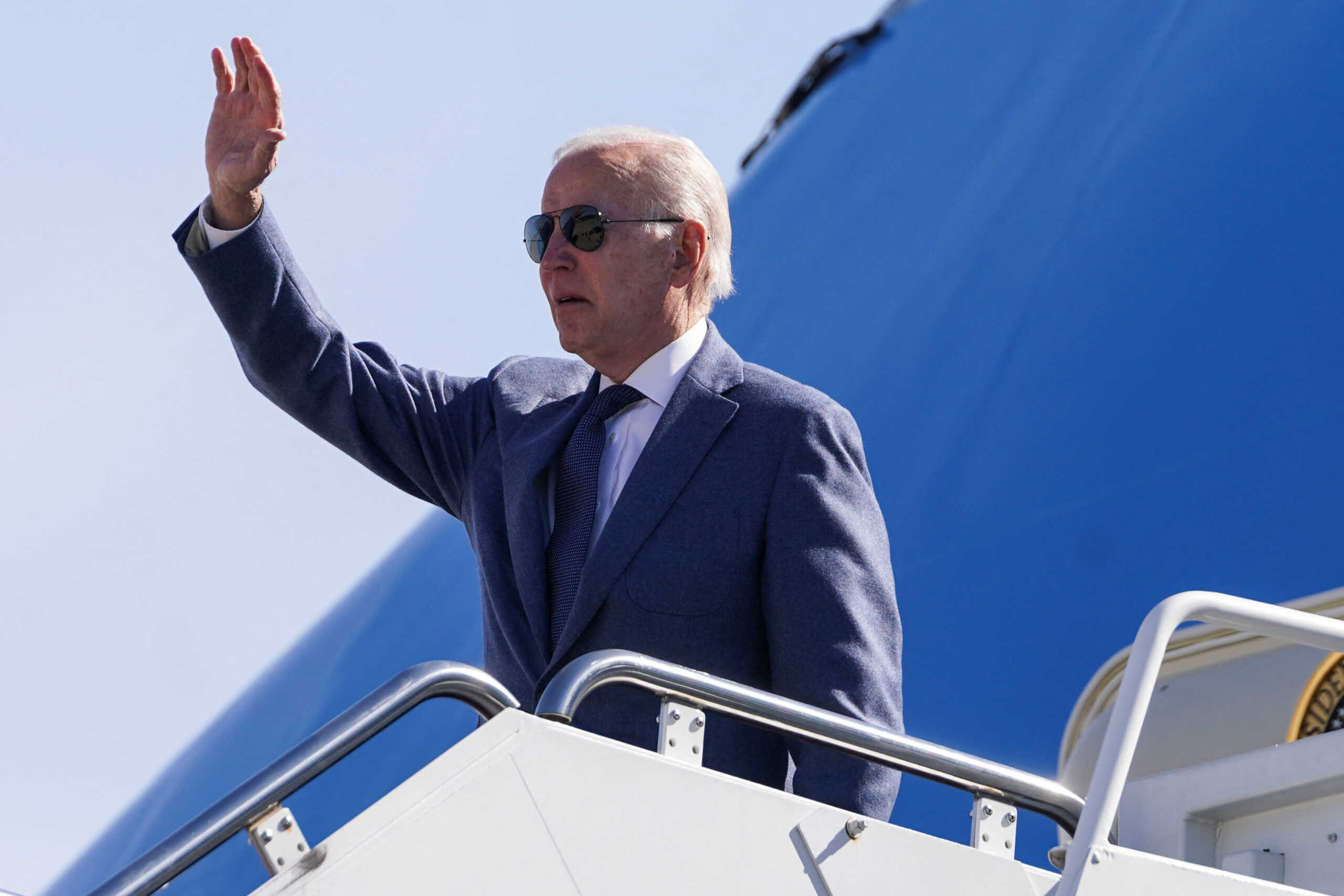 U.S. President Joe Biden boards Air Force One for travel to Ireland, as he departs Joint Base Andrews, Maryland, U.S., April 11, 2023. REUTERS
