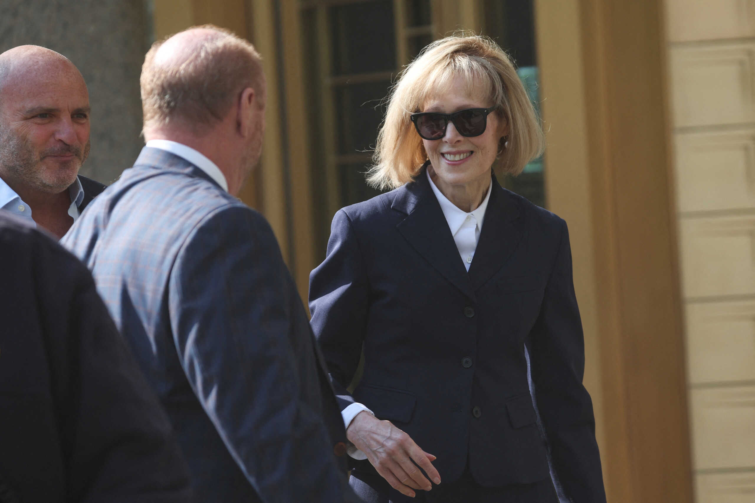 E. Jean Carroll, former U.S. President Donald Trump rape accuser, walks at Manhattan Federal Court following a civil case, in New York City, U.S., April 26, 2023. REUTERS