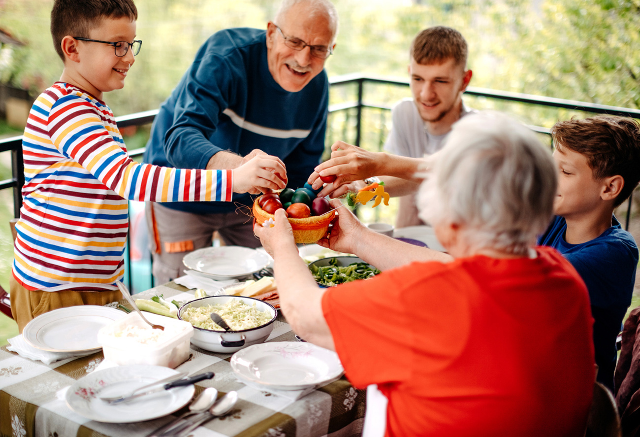 Grandparents and grandsons together for Easter