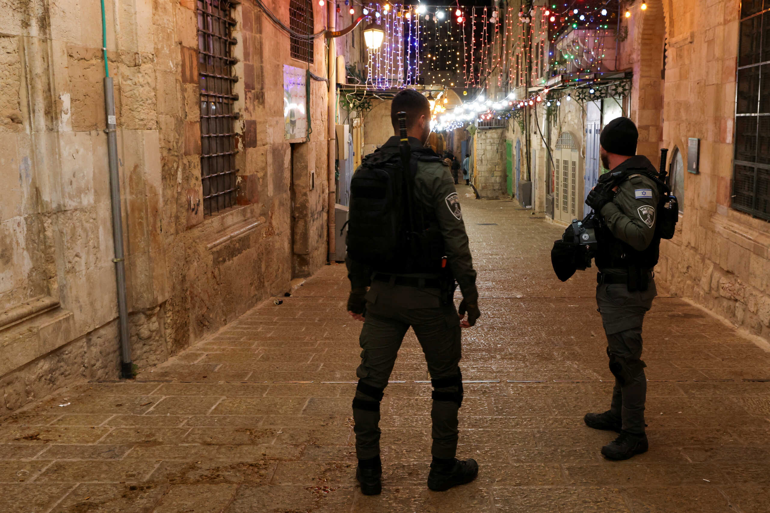 Israeli police stand guard near a security incident scene near Al-Aqsa compound also known to Jews as the Temple Mount, in Jerusalem's Old City, April 1, 2023. REUTERS