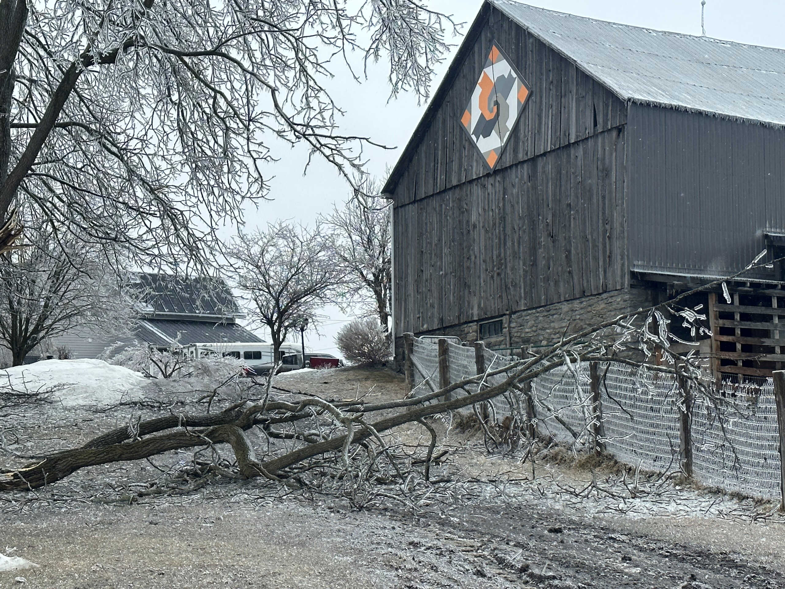 A view shows the landscape after an ice storm, in Apple Hill, Ontario, Canada, April 6, 2023 in this picture obtained from social media. Natalie Rowe