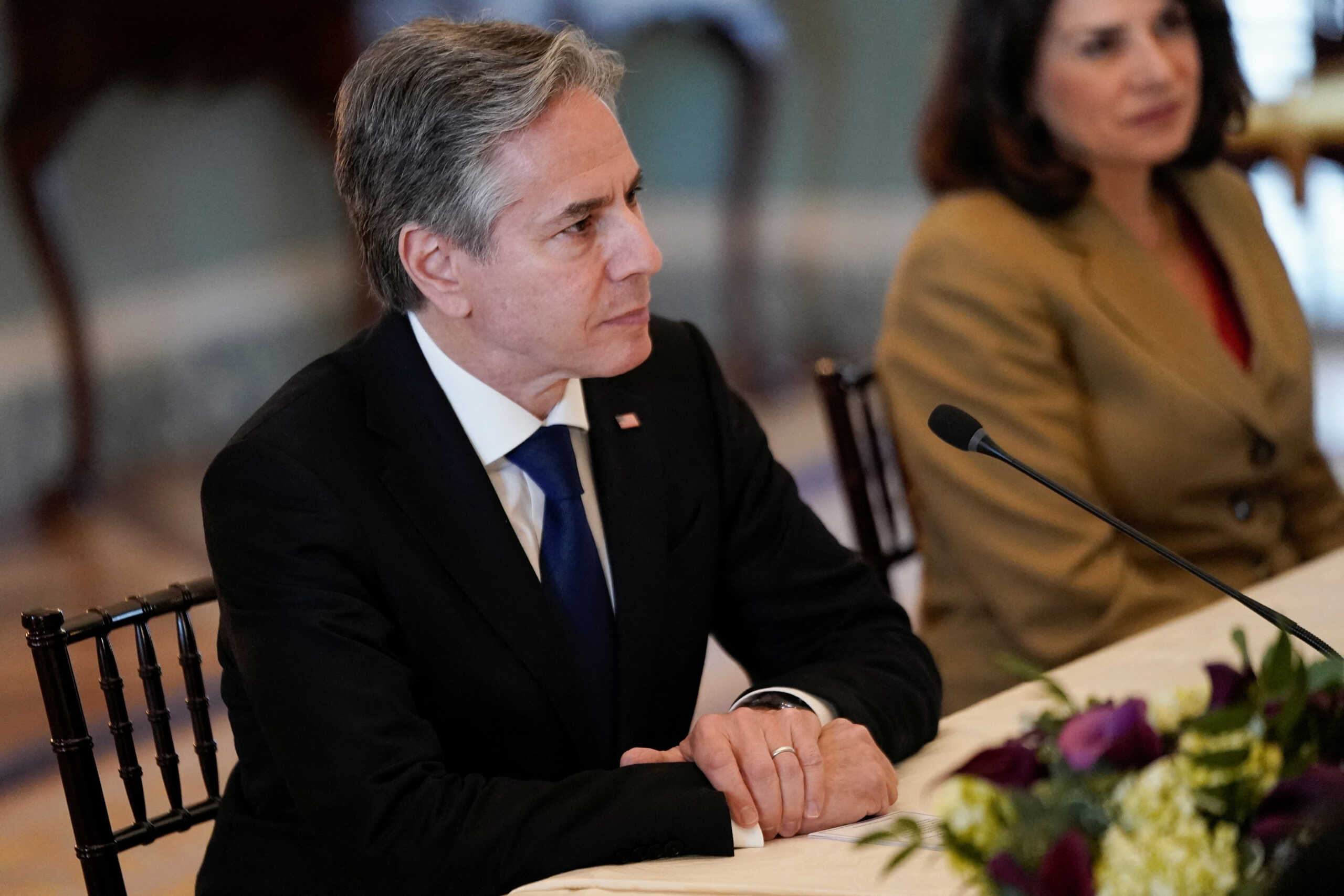 U.S. Secretary of State Antony Blinken meets with Bangladesh's Foreign Minister AK Abdul Momen (not seen) at the State Department in Washington, D.C., U.S., April 10, 2023. REUTERS