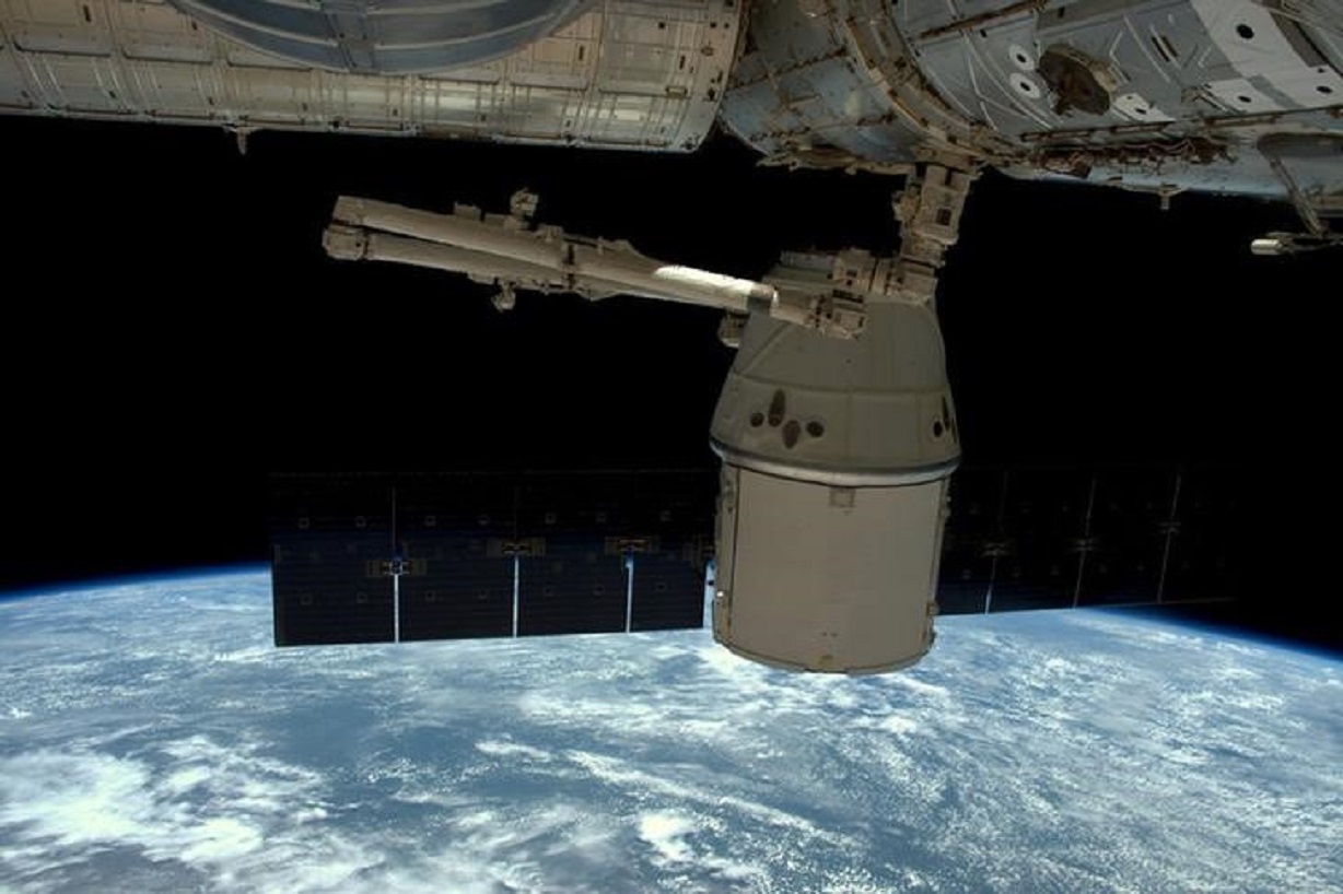 A NASA photo shows a SpaceX Dragon capsule as it is released from the International Space Station in this image released to social media on May 11, 2016. Courtesy NASA