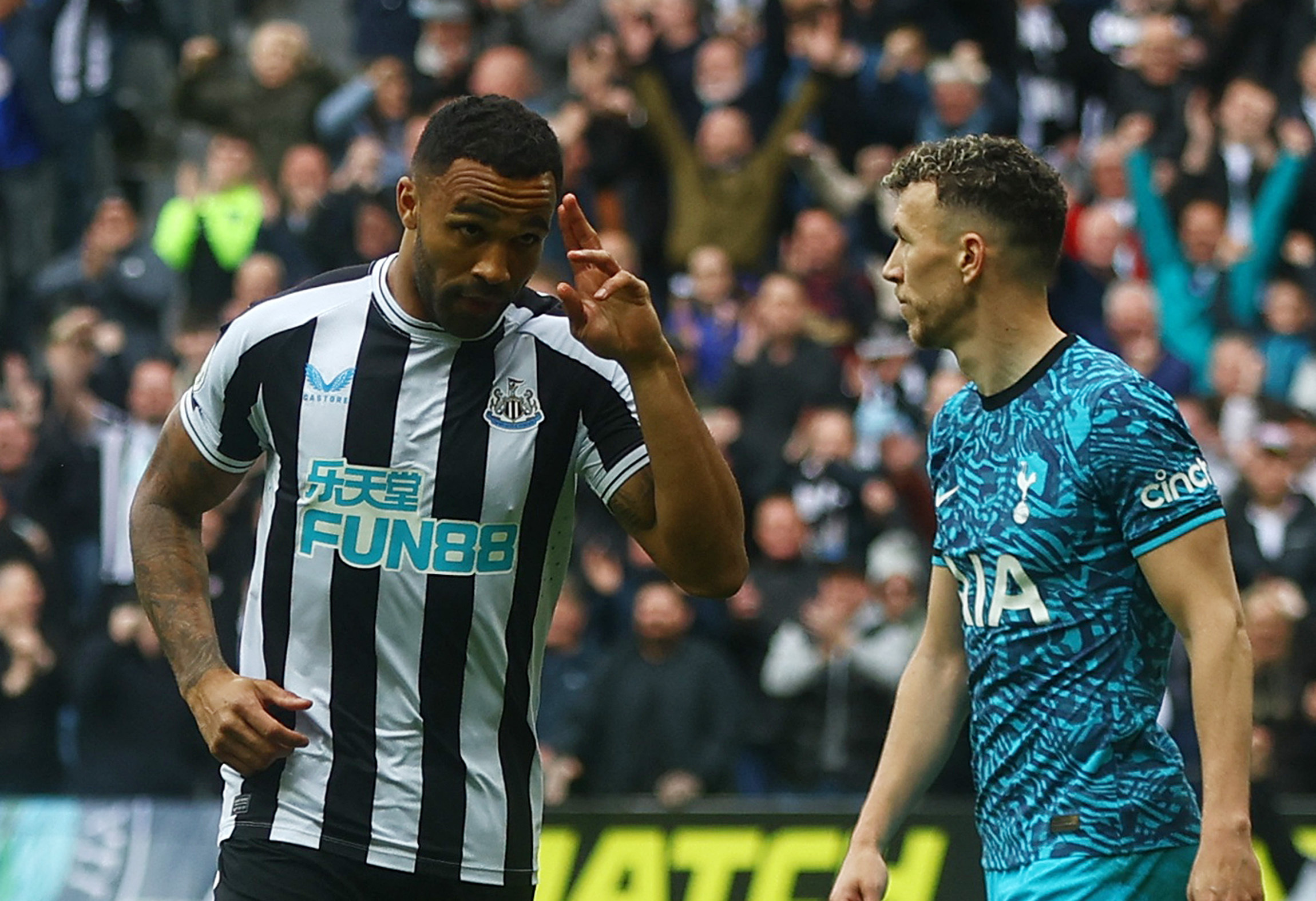 Soccer Football - Premier League - Newcastle United v Tottenham Hotspur - St James' Park, Newcastle, Britain - April 23, 2023 Newcastle United's Callum Wilson celebrates scoring their sixth goal Action Images via Reuters