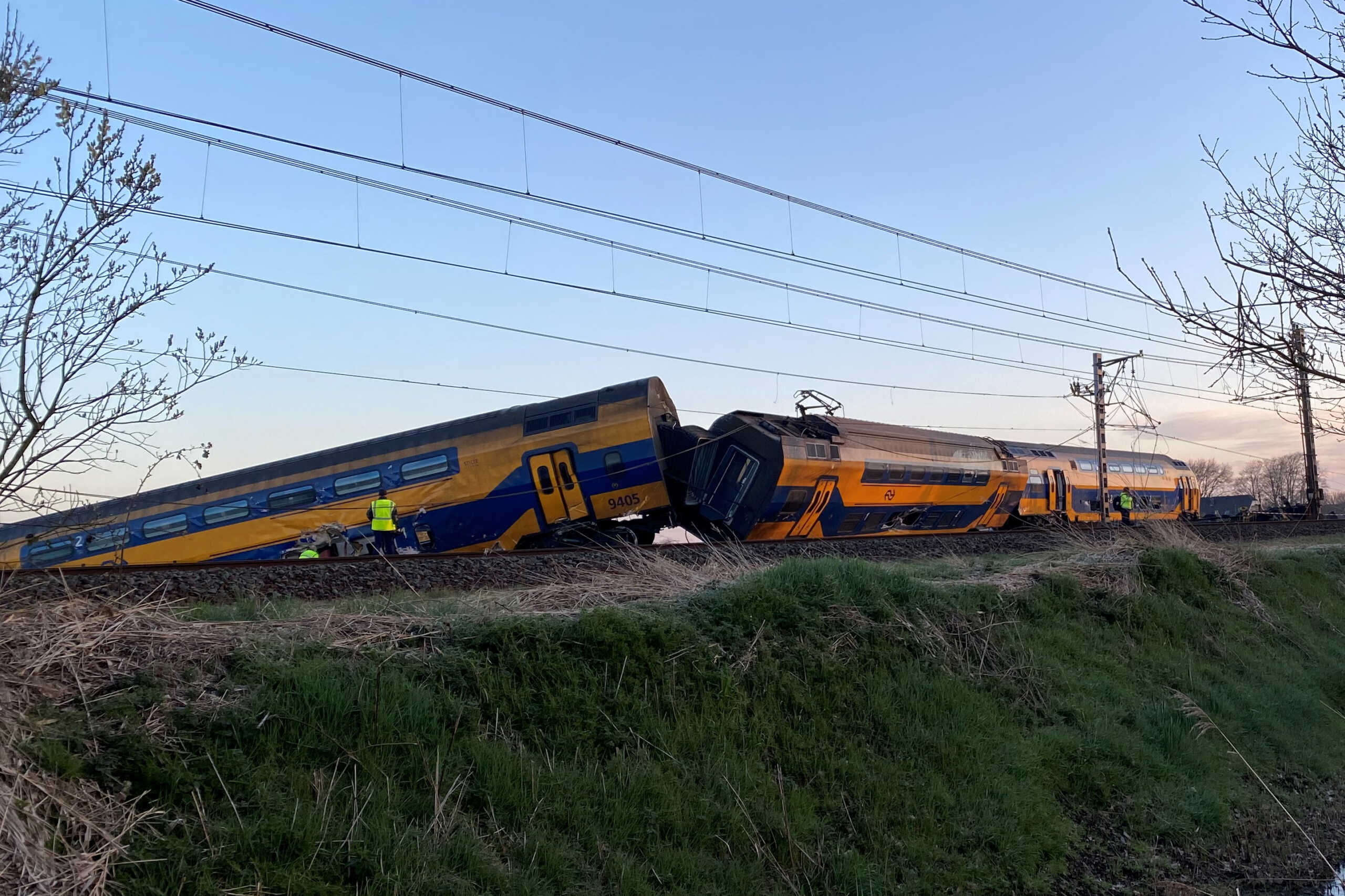 A view of the site where a passenger train derailed in Voorschoten, Netherlands April 4, 2023. REUTERS