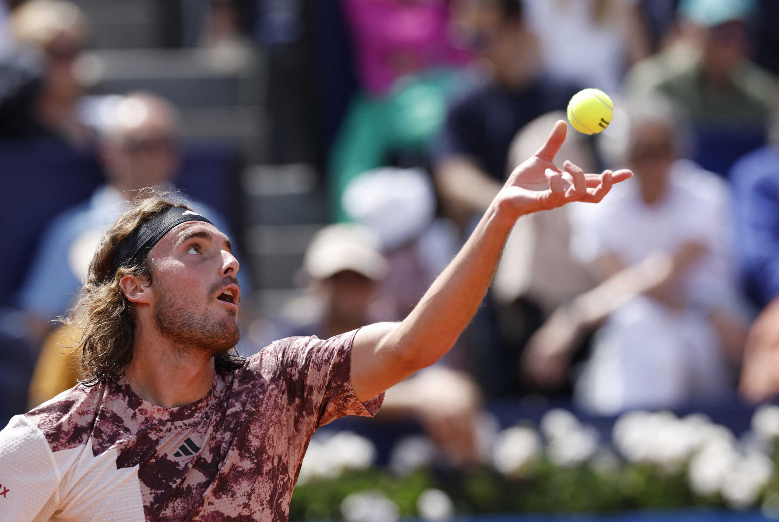 Tennis - ATP 500 - Barcelona Open - Real Club de Tenis, Barcelona, Spain - April 22, 2023 Greece's Stefanos Tsitsipas in action during his semi final match against Italy's Lorenzo Musetti REUTERS