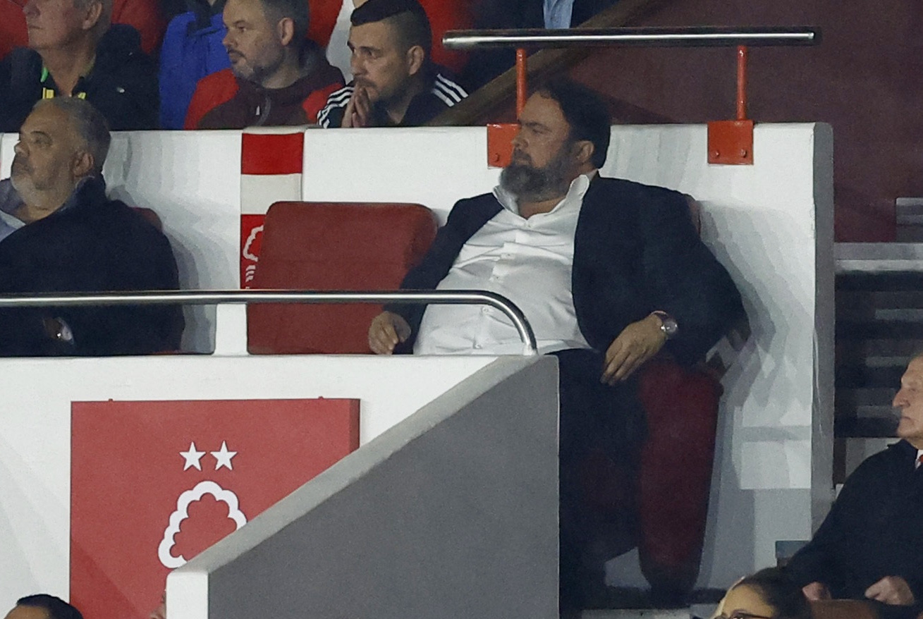 Soccer Football - Premier League - Nottingham Forest v Southampton - The City Ground, Nottingham, Britain - May 8, 2023  Nottingham Forest owner Evangelos Marinakis is seen in the stands Action Images via Reuters