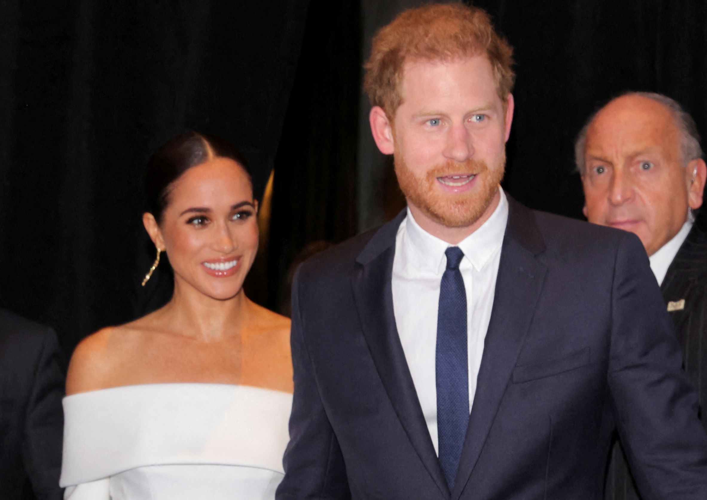 FILE PHOTO: Britain's Prince Harry, Duke of Sussex, Meghan, Duchess of Sussex and Kerry Kennedy, President of RFK Human Rights attend the 2022 Robert F. Kennedy Human Rights Ripple of Hope Award Gala in New York City, U.S., December 6, 2022. REUTERS