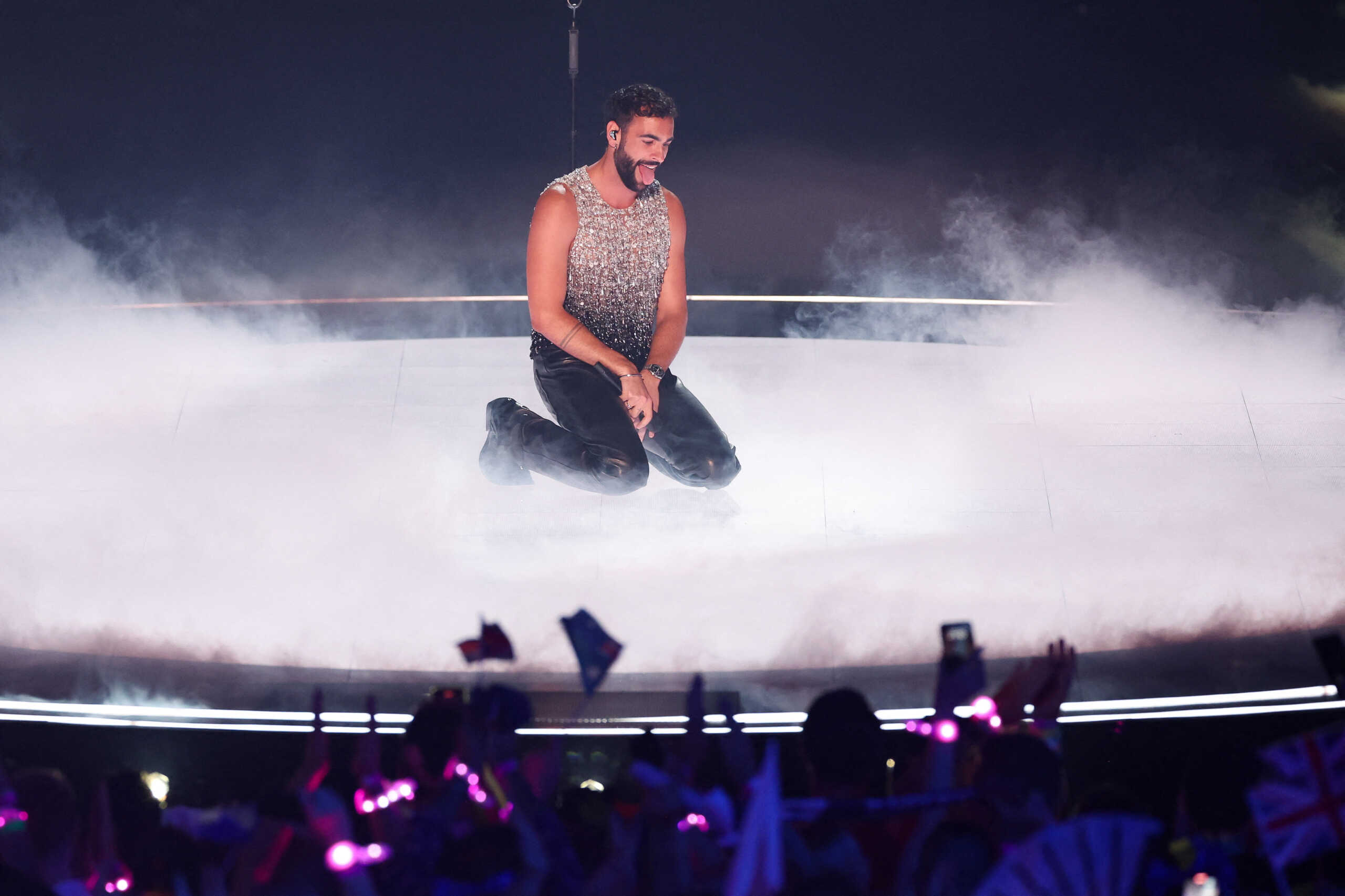 Marco Mengoni from Italy performs during the grand final of the 2023 Eurovision Song Contest in Liverpool, Britain, May 13, 2023. REUTERS