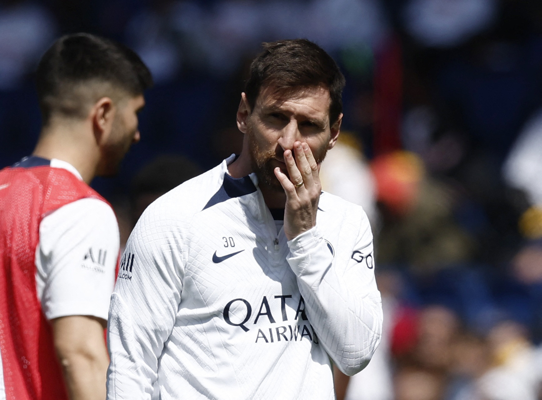 Soccer Football - Paris St Germain Training - Parc des Princes, Paris, France - May 24, 2023 Paris St Germain's Lionel Messi during training REUTERS