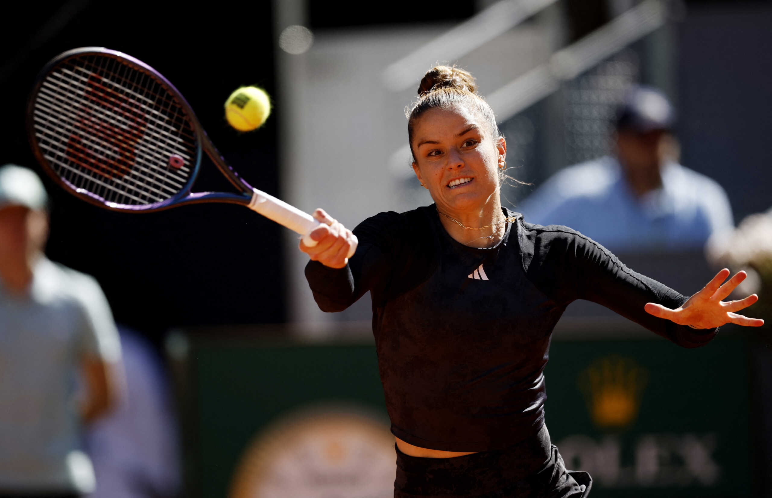 Tennis - Madrid Open - Park Manzanares, Madrid, Spain - May 4, 2023 Greece's Maria Sakkari in action during her semi final match against Belarus' Aryna Sabalenka REUTERS