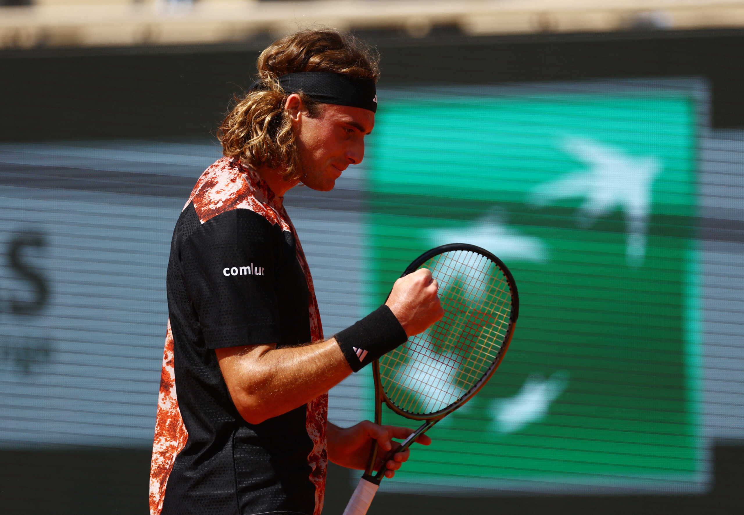 Tennis - French Open - Roland Garros, Paris, France - May 28, 2023 Greece's Stefanos Tsitsipas reacts during his first round match against Czech Republic's Jiri Vesely REUTERS
