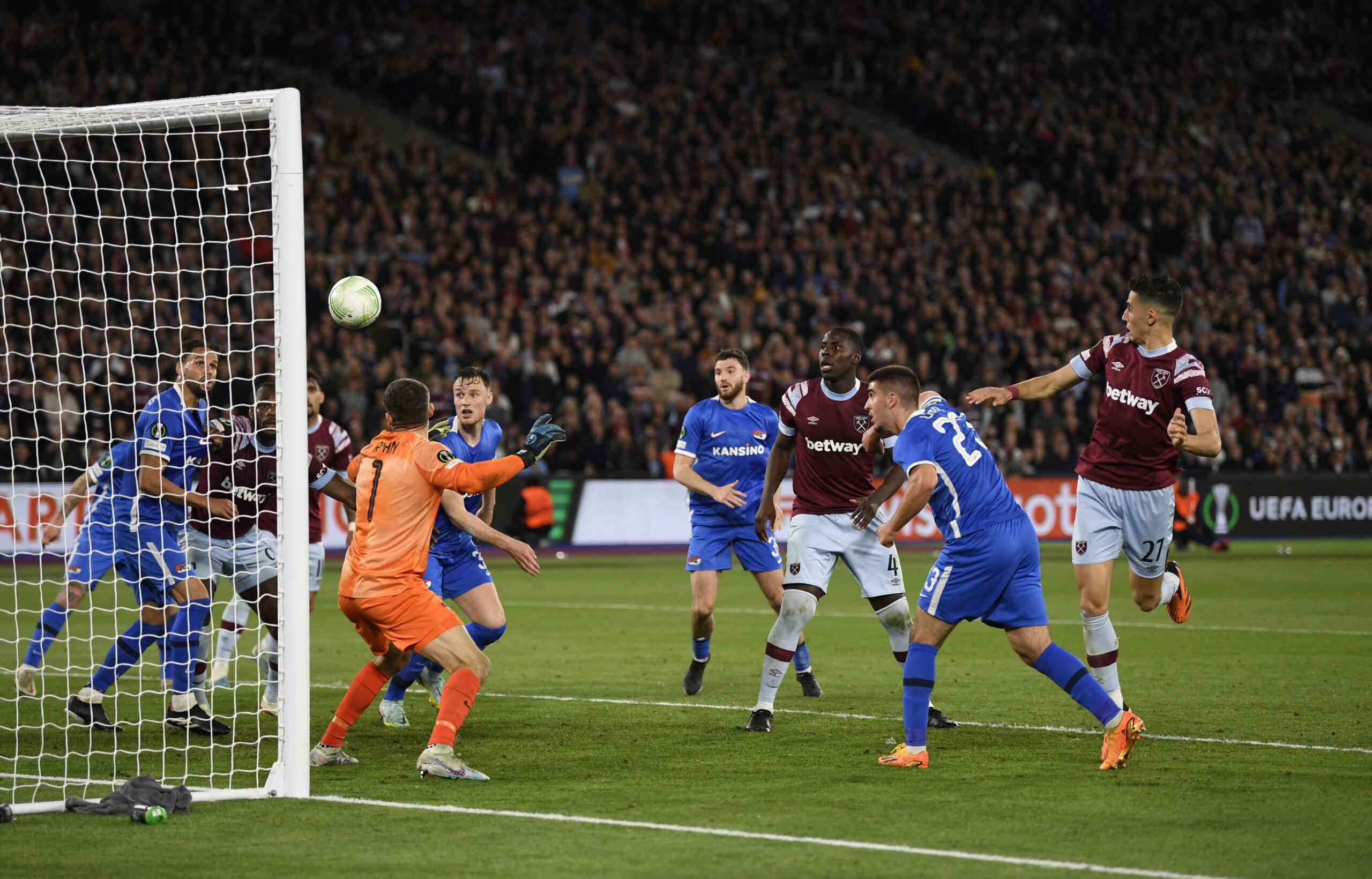 Soccer Football - Europa Conference League - Semi Final - First Leg - West Ham United v AZ Alkmaar - London Stadium, London, Britain - May 11, 2023 West Ham United's Michail Antonio scores their second goal REUTERS