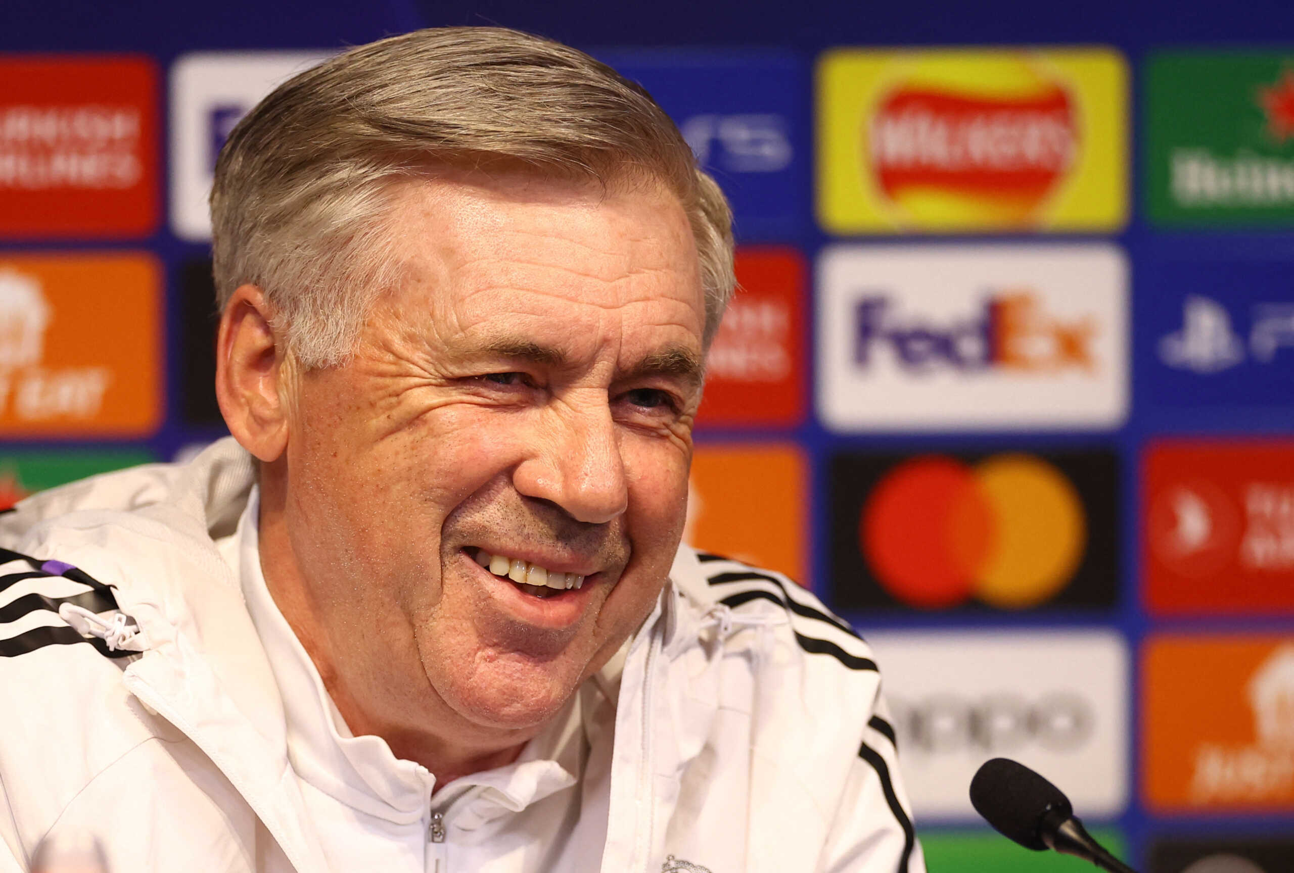 Soccer Football - Champions League - Real Madrid press conference - Etihad Stadium, Manchester, Britain - May 16, 2023 Real Madrid coach Carlo Ancelotti during the press conference REUTERS