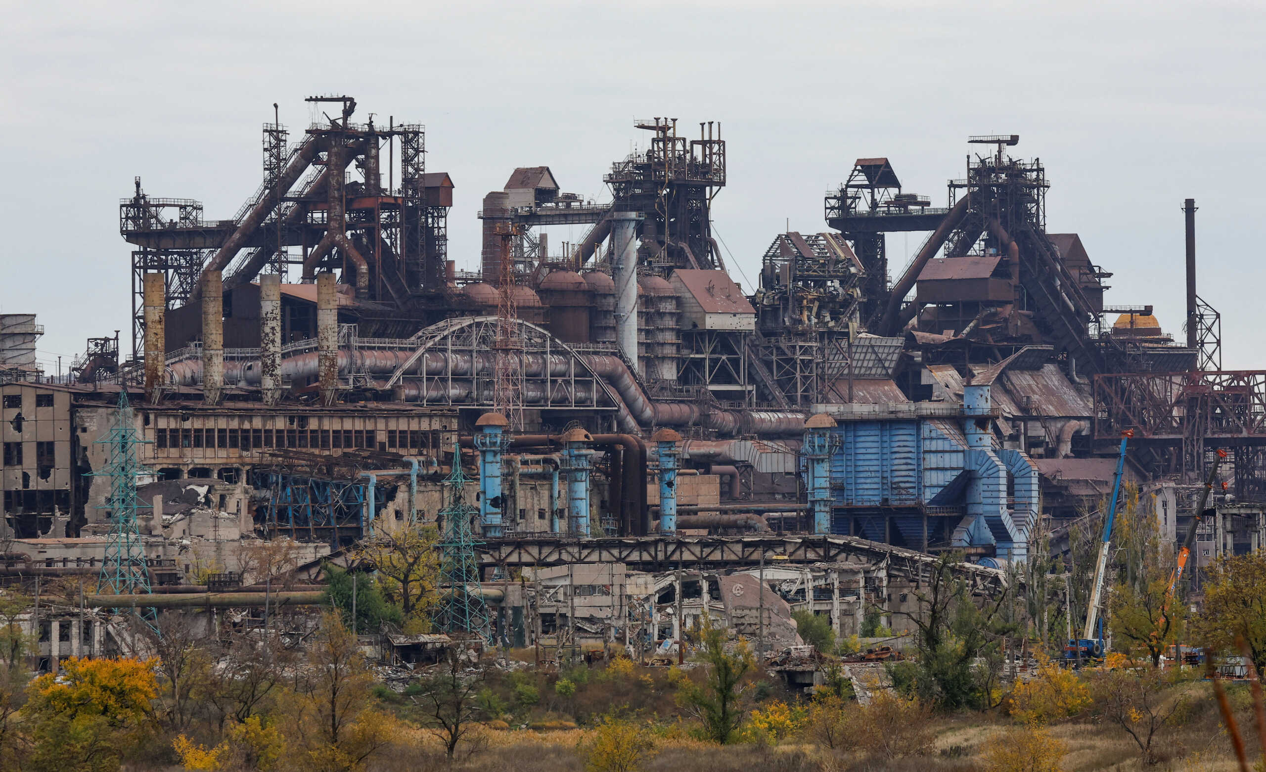 FILE PHOTO: A view shows Azovstal steel mill destroyed in the course of Russia-Ukraine conflict in Mariupol, Russian-controlled Ukraine, October 29, 2022.  REUTERS