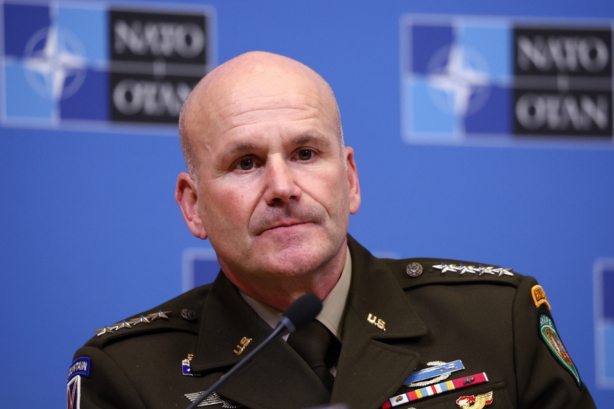 epa10415823 Supreme Allied Commander Europe, General Christopher Cavoli attends a joint press conference after a NATO Military Committee in Chiefs of Defence Session at the Alliance headquarters in Brussels, Belgium, 19 January 2023.  EPA
