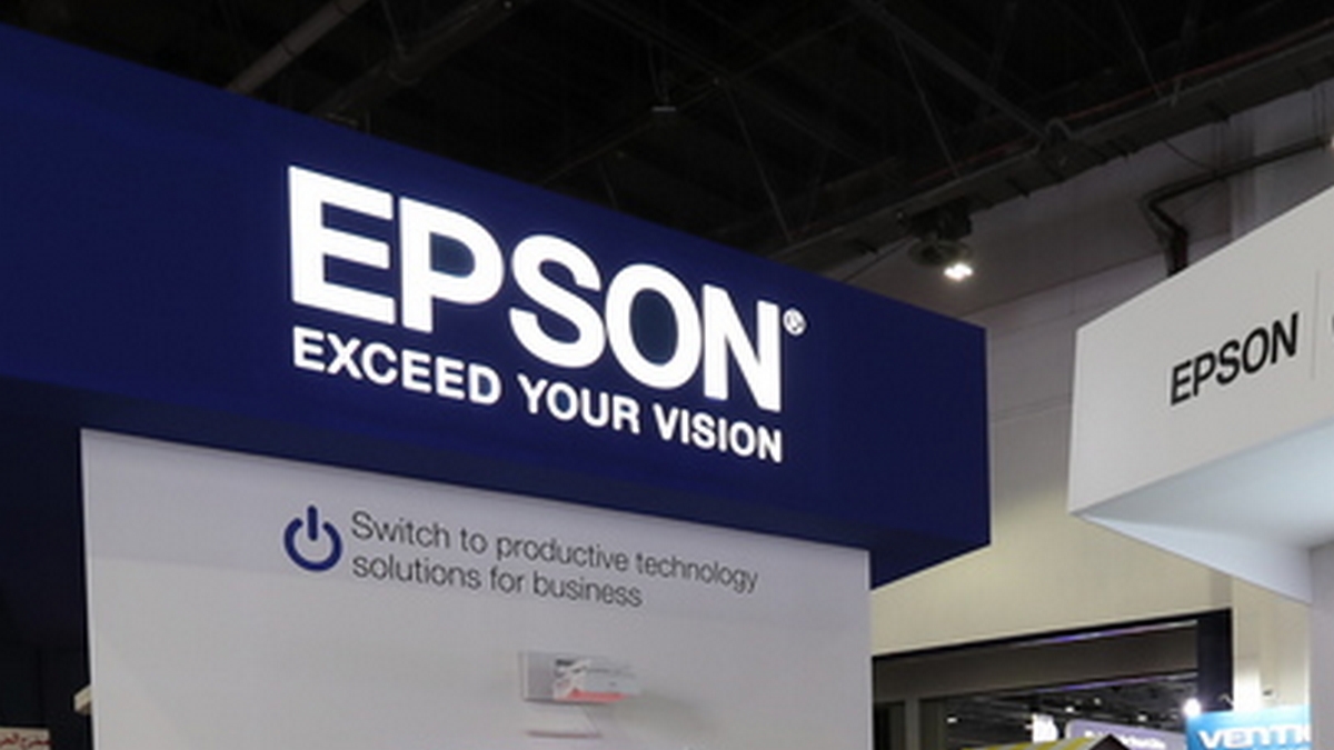 epa09528499 The Epson booth at the Gulf Information Technology Exhibition (GITEX) Global 2021 in the Gulf emirate of Dubai, United Arab Emirates, 17 October 2021. The 41st edition of the annual GITEX Global runs 17 to 21 October 2021 and showcases hundreds of IT companies.  EPA