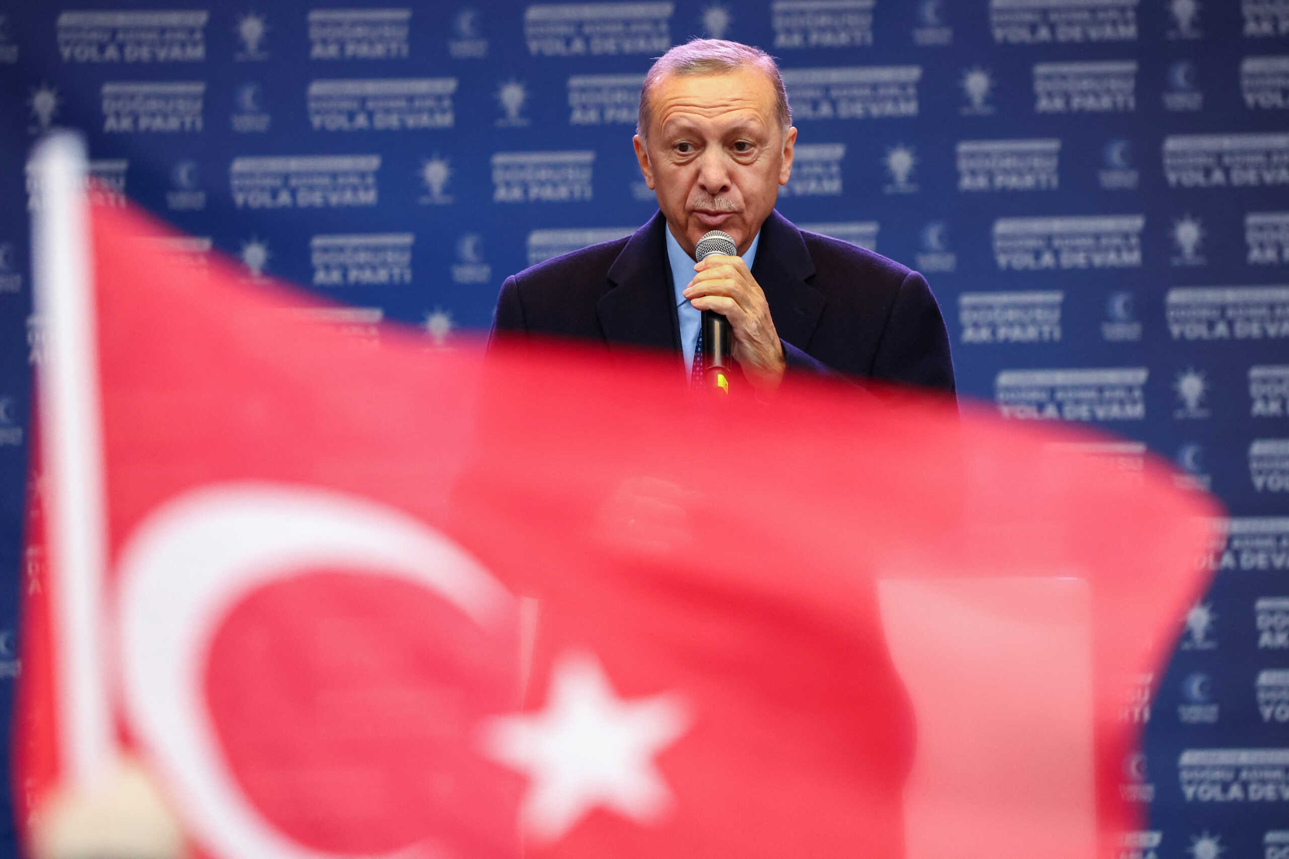 Turkish President Tayyip Erdogan speaks during a rally ahead of the May 14 presidential and parliamentary elections, in Istanbul, Turkey May 12, 2023. REUTERS