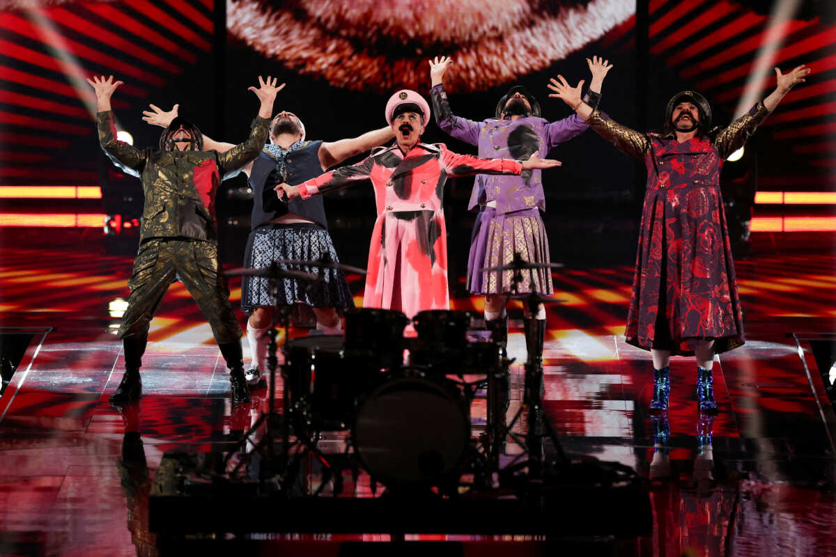 Let 3 from Croatia perform during the first semi-final of the 2023 Eurovision Song Contest in Liverpool, Britain, May 9, 2023. REUTERS