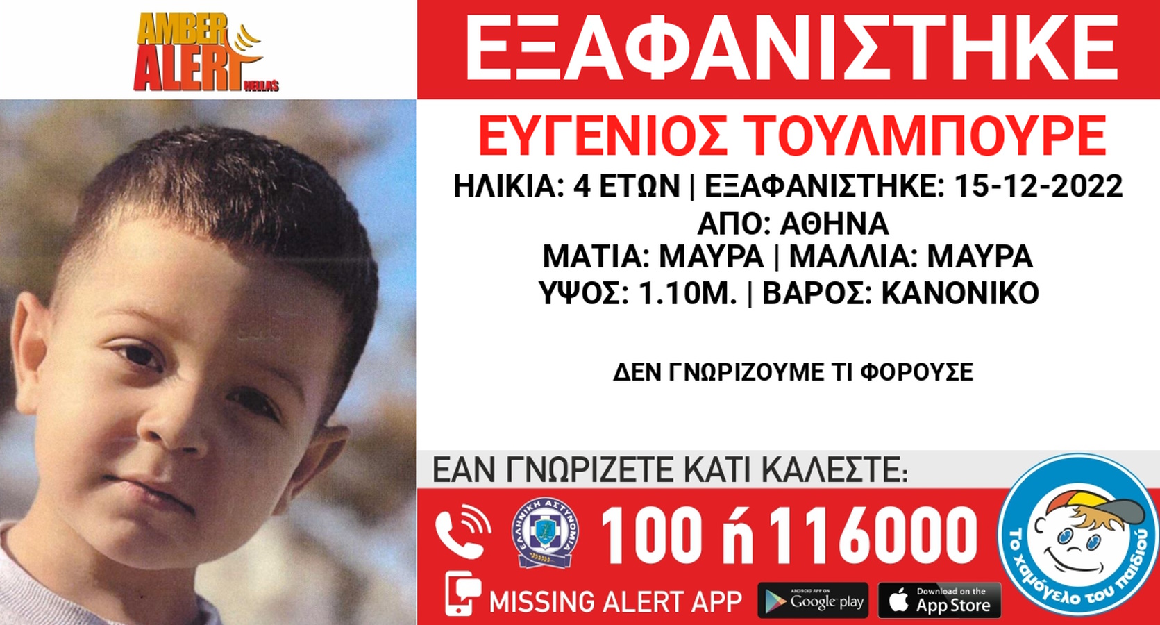 Αγωνία για την εξαφάνιση του 4χρονου Ευγένιου από την Αθήνα – Χάθηκαν τα ίχνη του από τον Δεκέμβριο