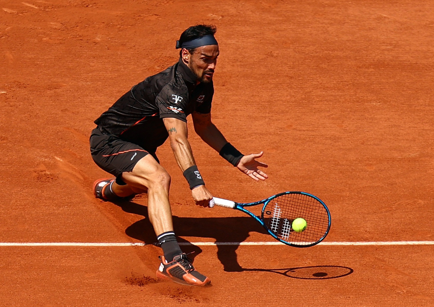 Tennis - French Open - Roland Garros, Paris, France - May 29, 2023 Italy's Fabio Fognini in action during his first round match against Canada's Felix Auger-Aliassime REUTERS