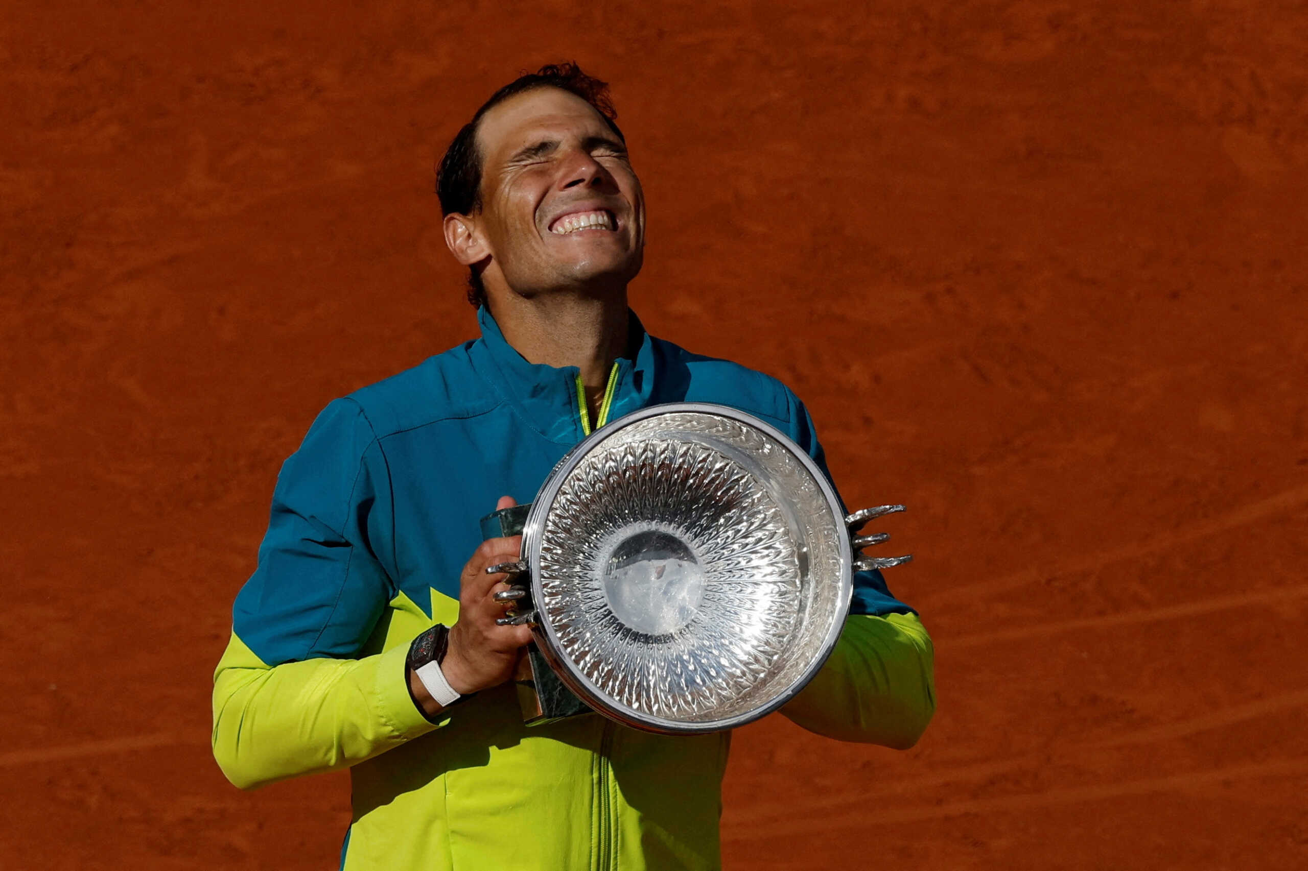 FILE PHOTO: Tennis - French Open - Roland Garros, Paris, France - June 5, 2022 Spain's Rafael Nadal celebrates with trophy after winning the men's singles final against Norway's Casper Ruud REUTERS