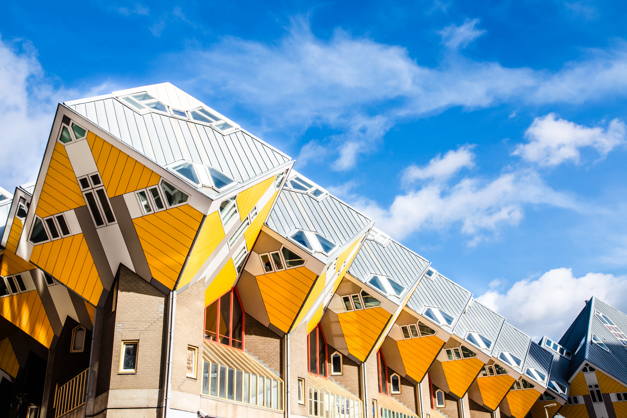 Cube Houses in the Rotterdam, Netherlands. Horizontal shot
