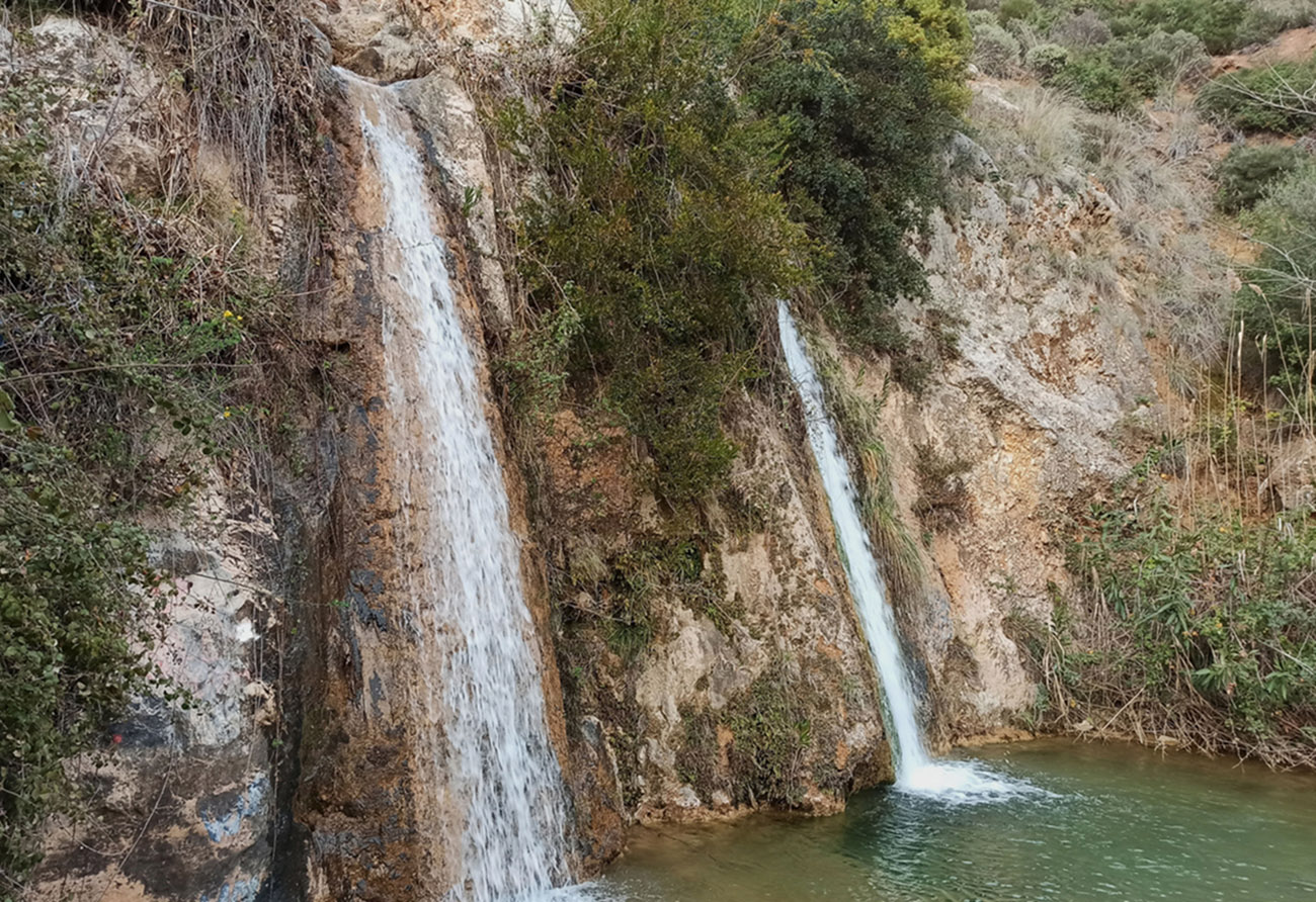 Waterfall Valanaris in Ntrafi, Penteli, Attica, Greece