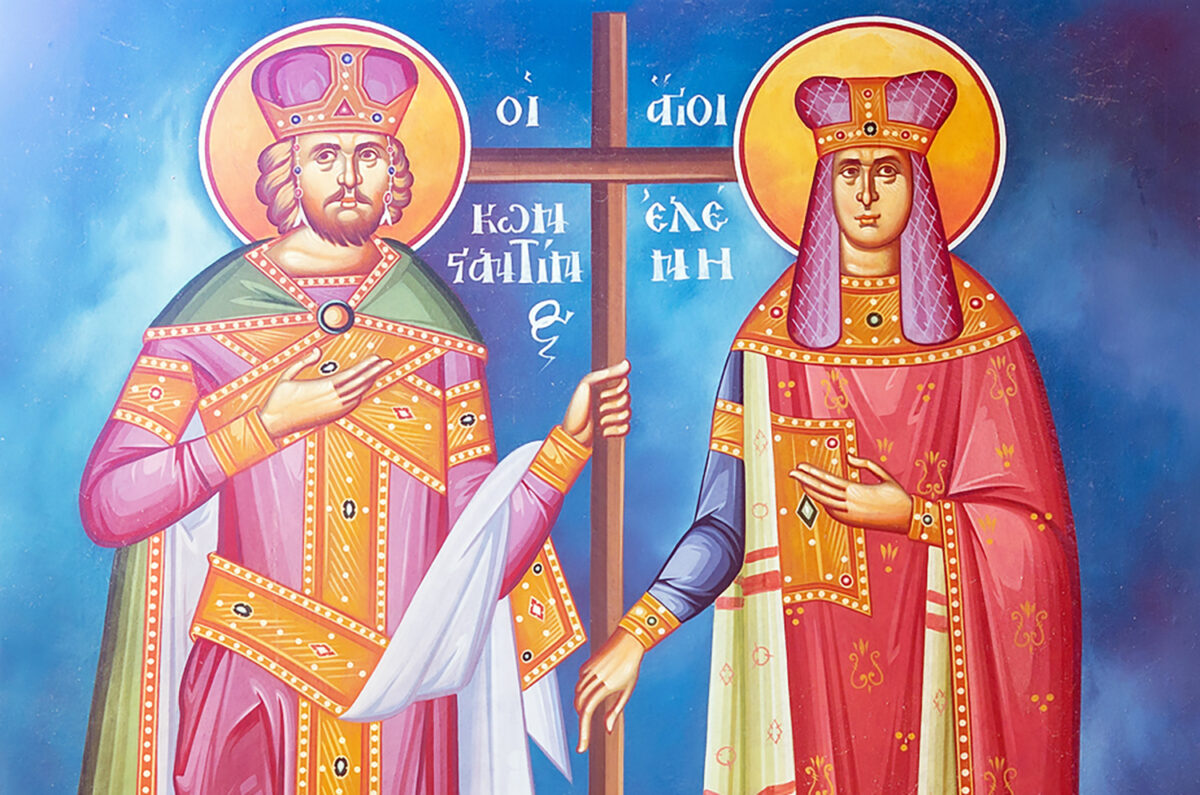 Saint Constantine, the first Roman Emperor to embrace the Christian faith, was the son of the Emperor Constantius Chlorus and the Empress Helen.