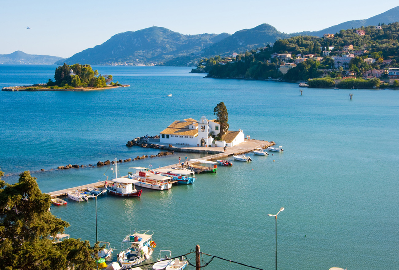 Vlacheraina Orthodox monastery is to be explored only on a narrow but safe footbridge.Vlacherna and Mouse(Pontikonissi) Island are considered to be the most frequently photographed places in Corfu.