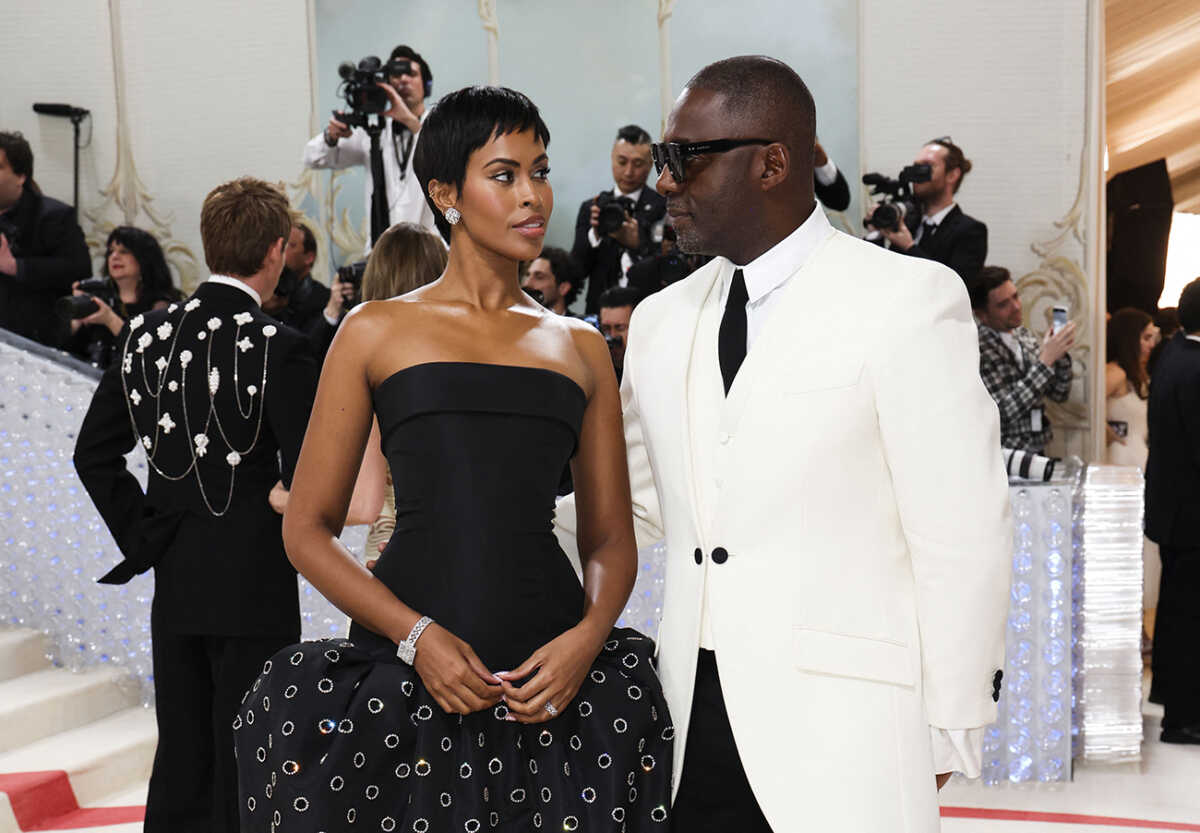 Sabrina Dhowre Elba and Idris Elba pose at the Met Gala, an annual fundraising gala held for the benefit of the Metropolitan Museum of Art's Costume Institute with this year's theme "Karl Lagerfeld: A Line of Beauty", in New York City, New York, U.S., May 1, 2023. REUTERS
