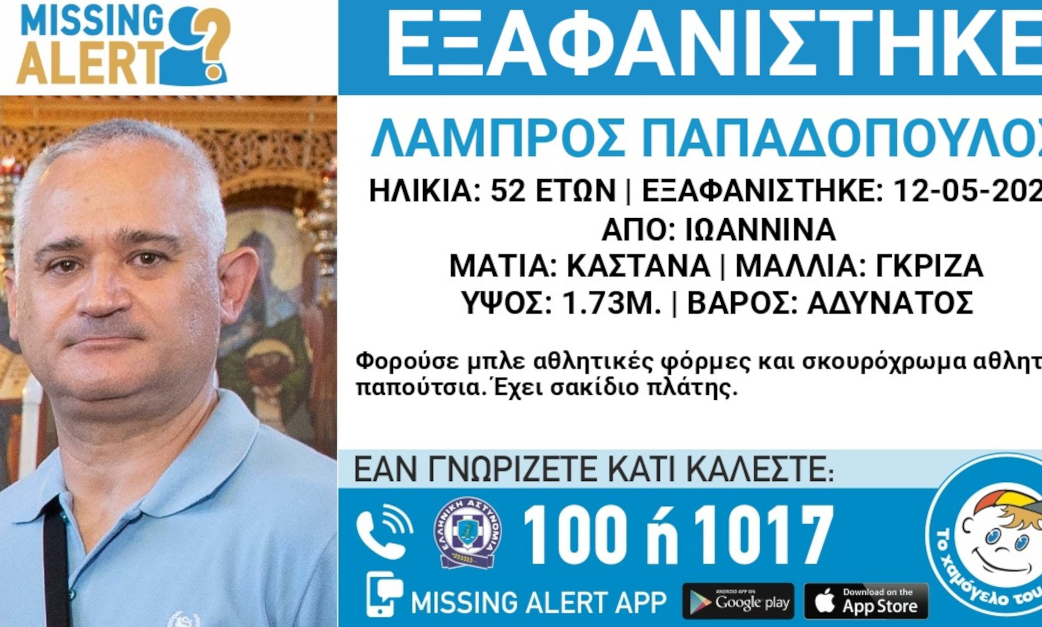 Ιωάννινα: Missing alert για εξαφάνιση 52χρονου