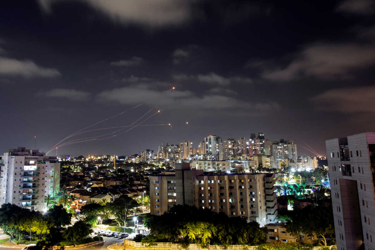 Israel's Iron Dome anti-missile system intercepts rockets launched from the Gaza Strip, as seen from the city of Ashkelon, Israel May 13, 2023 REUTERS