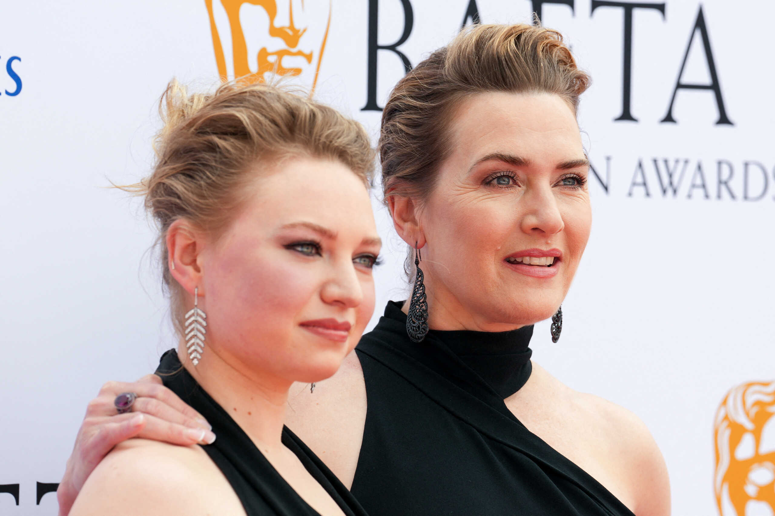 Mia Threapleton and Kate Winslet pose on the red carpet at the 2023 BAFTA Television Awards in London, Britain May 14, 2023. REUTERS