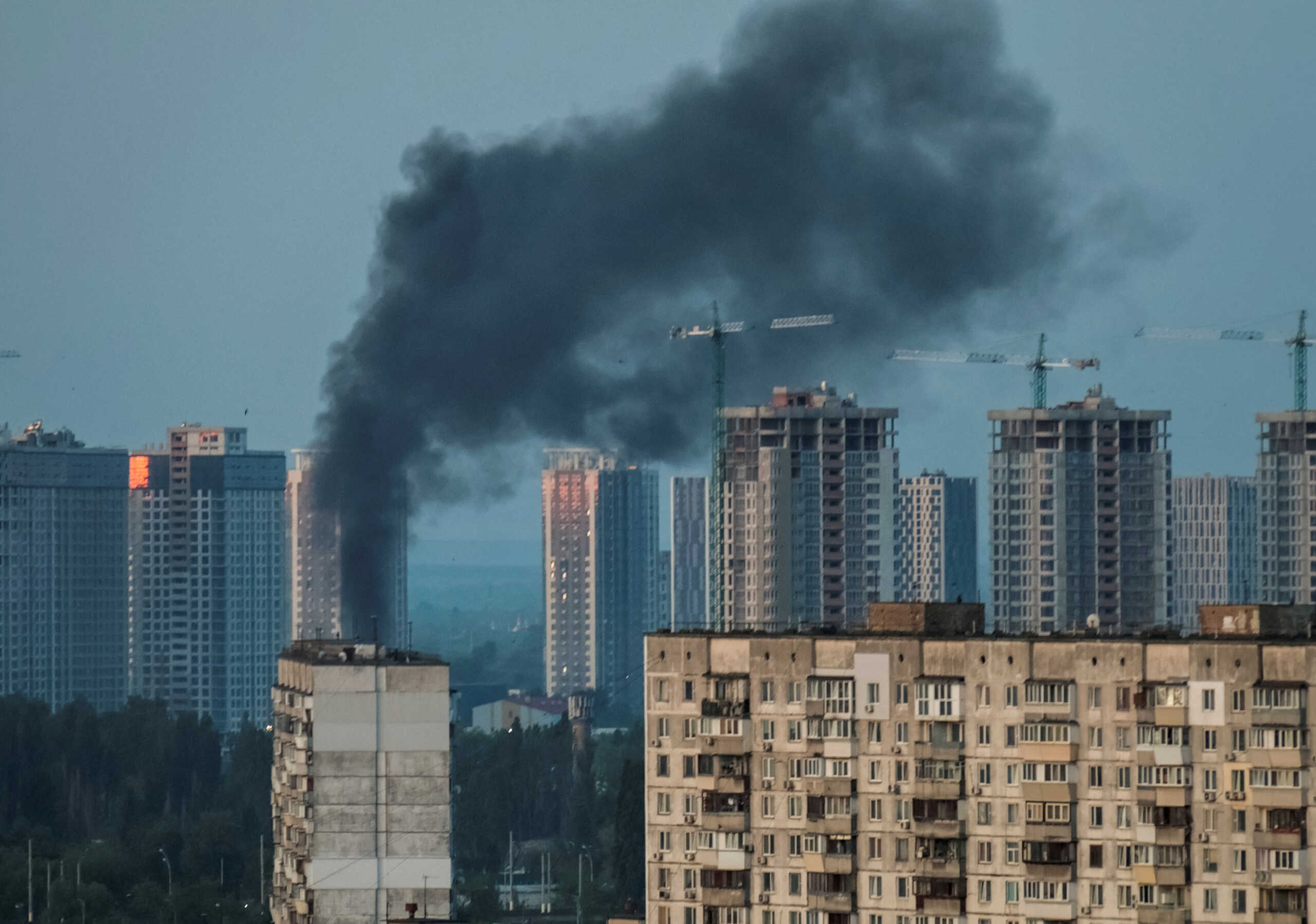 Smoke rises after a Russian missile strike, amid Russia's attack on Ukraine, in Kyiv, Ukraine May 18, 2023. REUTERS
