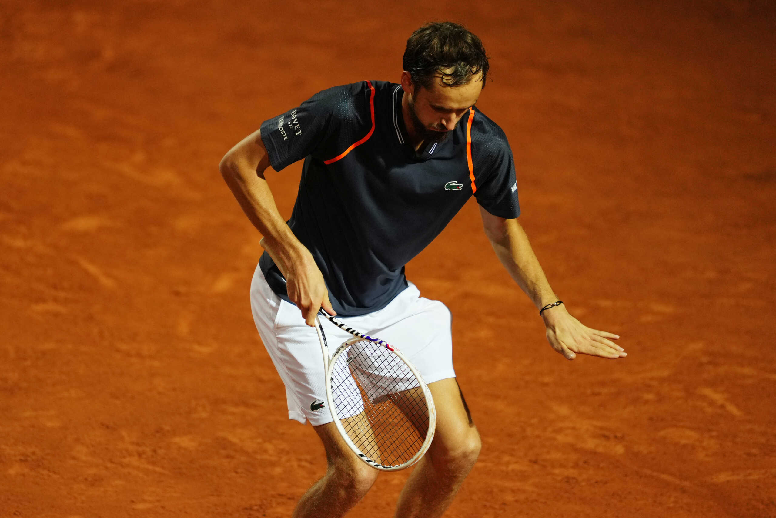 Tennis - Italian Open - Foro Italico, Rome, Italy - May 20, 2023 Russia's Daniil Medvedev celebrates winning his semi final match against Greece's Stefanos Tsitsipas REUTERS