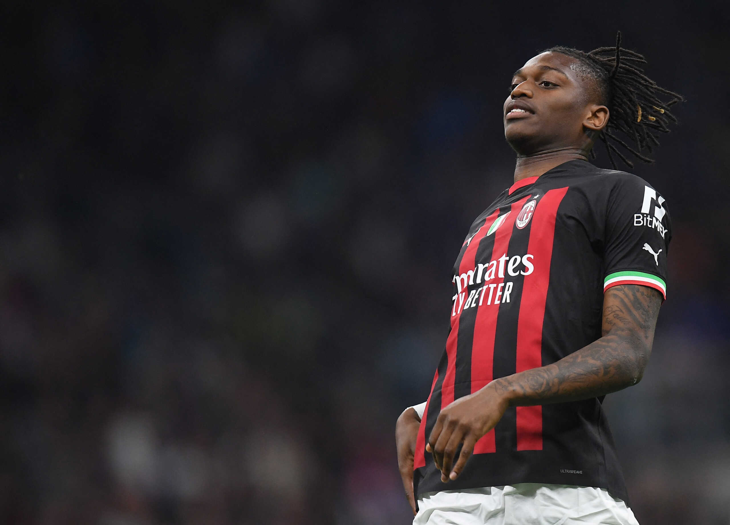 Soccer Football - Champions League - Semi Final - Second Leg - Inter Milan v AC Milan - San Siro, Milan, Italy - May 16, 2023 AC Milan's Rafael Leao reacts REUTERS